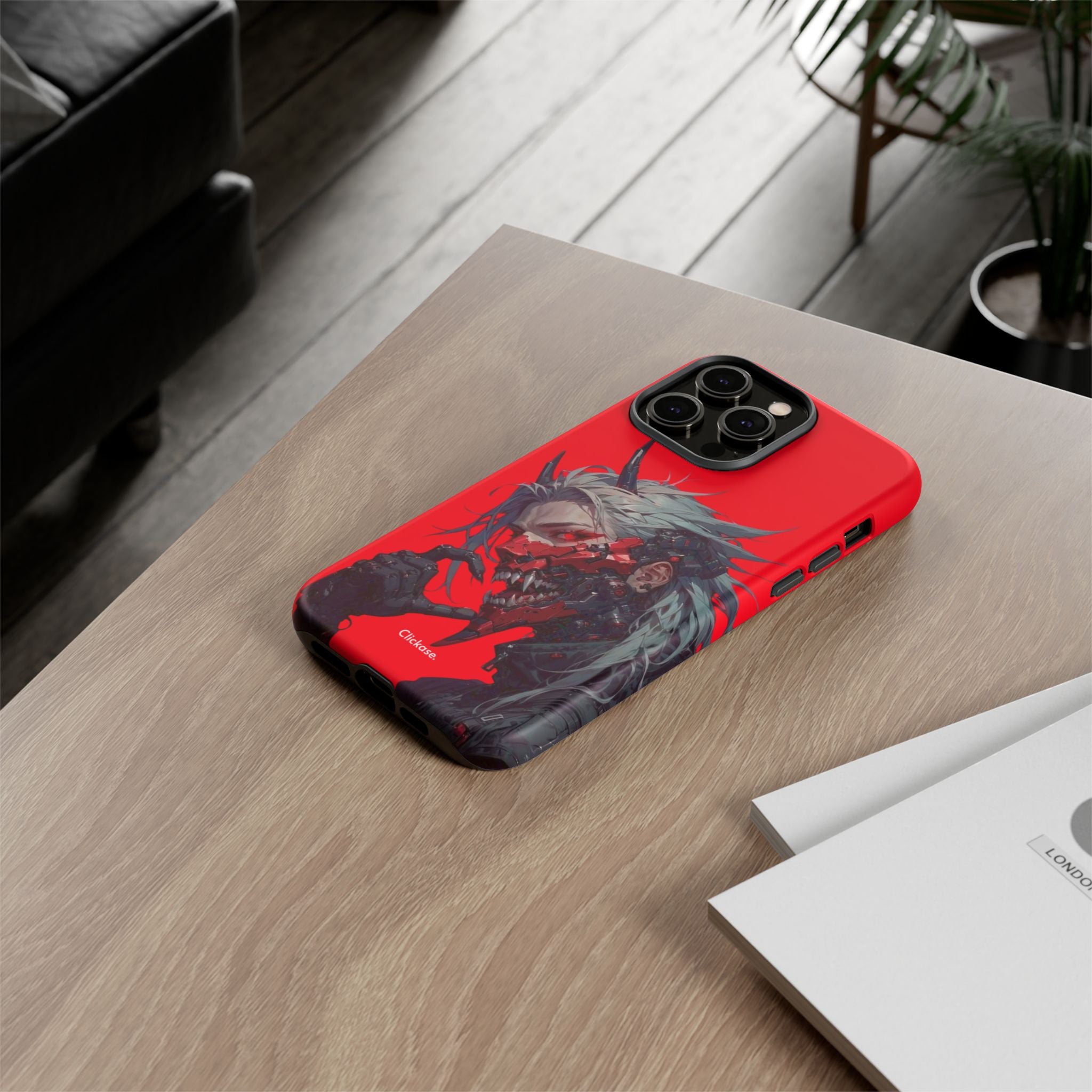 Demon Core Awakening – Futuristic Oni Cyborg Tough Phone Case by