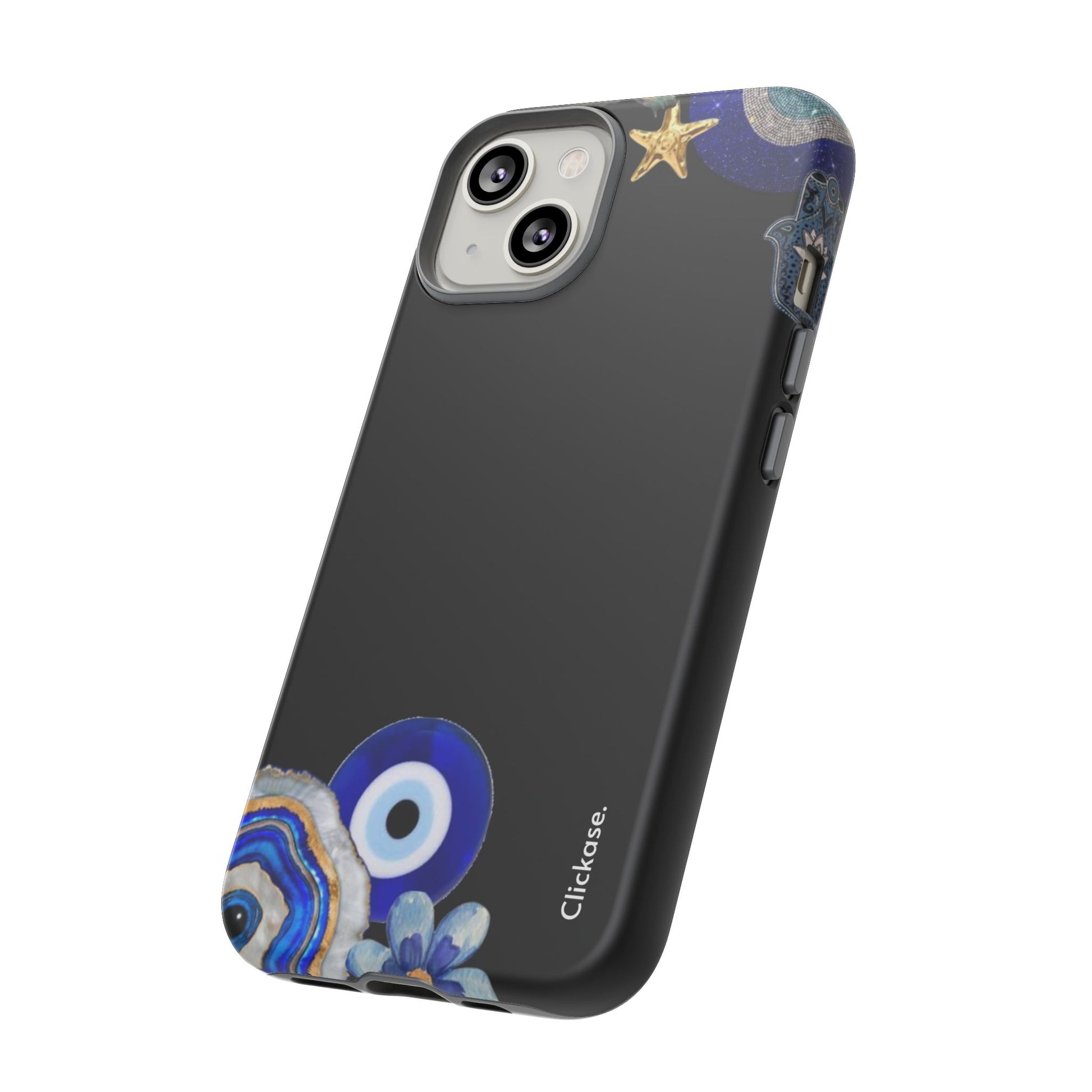 Evil Eye Protection – Blue Hamsa Charm Tough Phone Case by