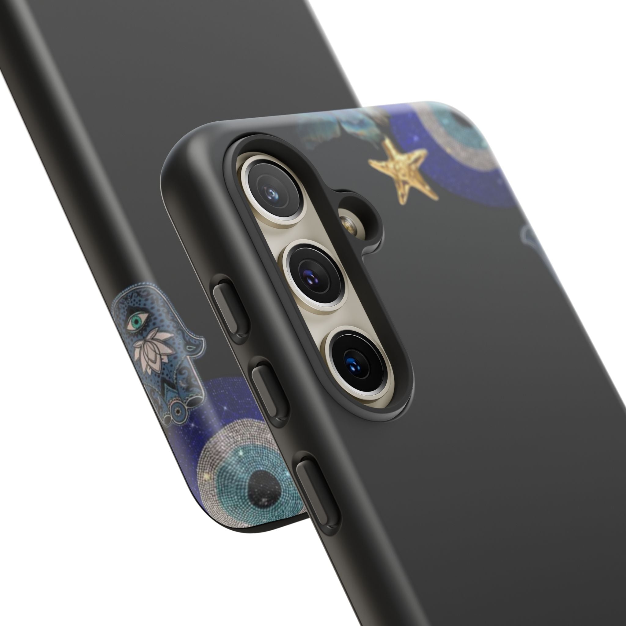 Evil Eye Protection – Blue Hamsa Charm Tough Phone Case by