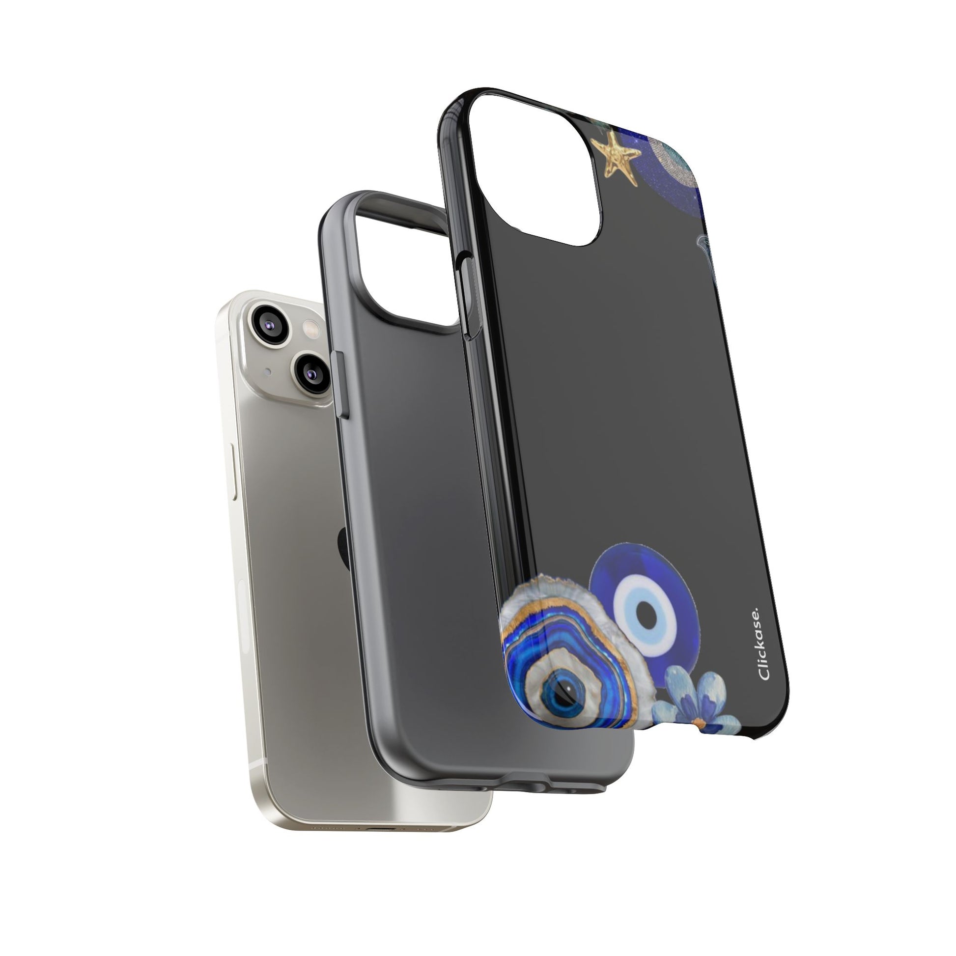 Evil Eye Protection – Blue Hamsa Charm Tough Phone Case by