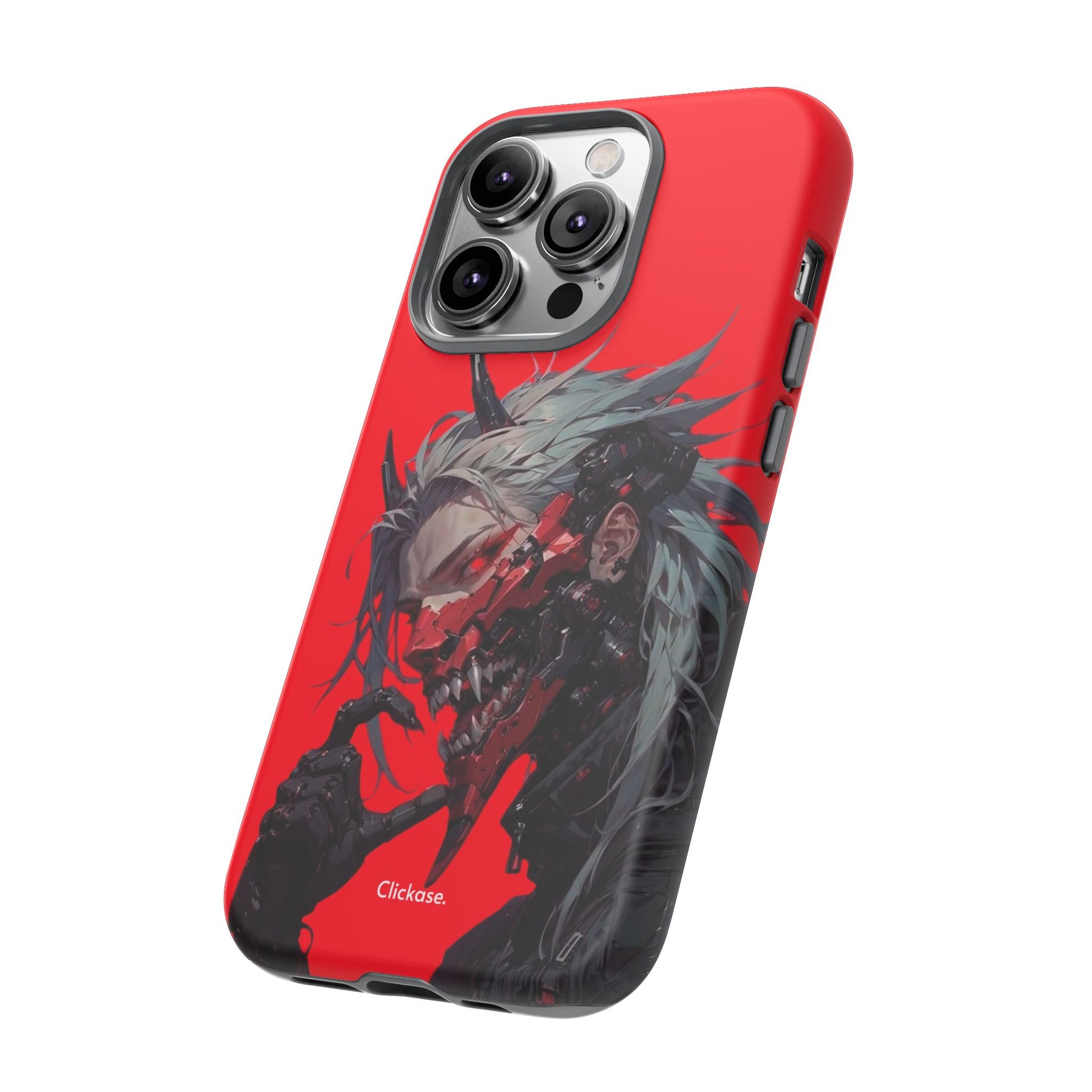 Demon Core Awakening – Futuristic Oni Cyborg Tough Phone Case by