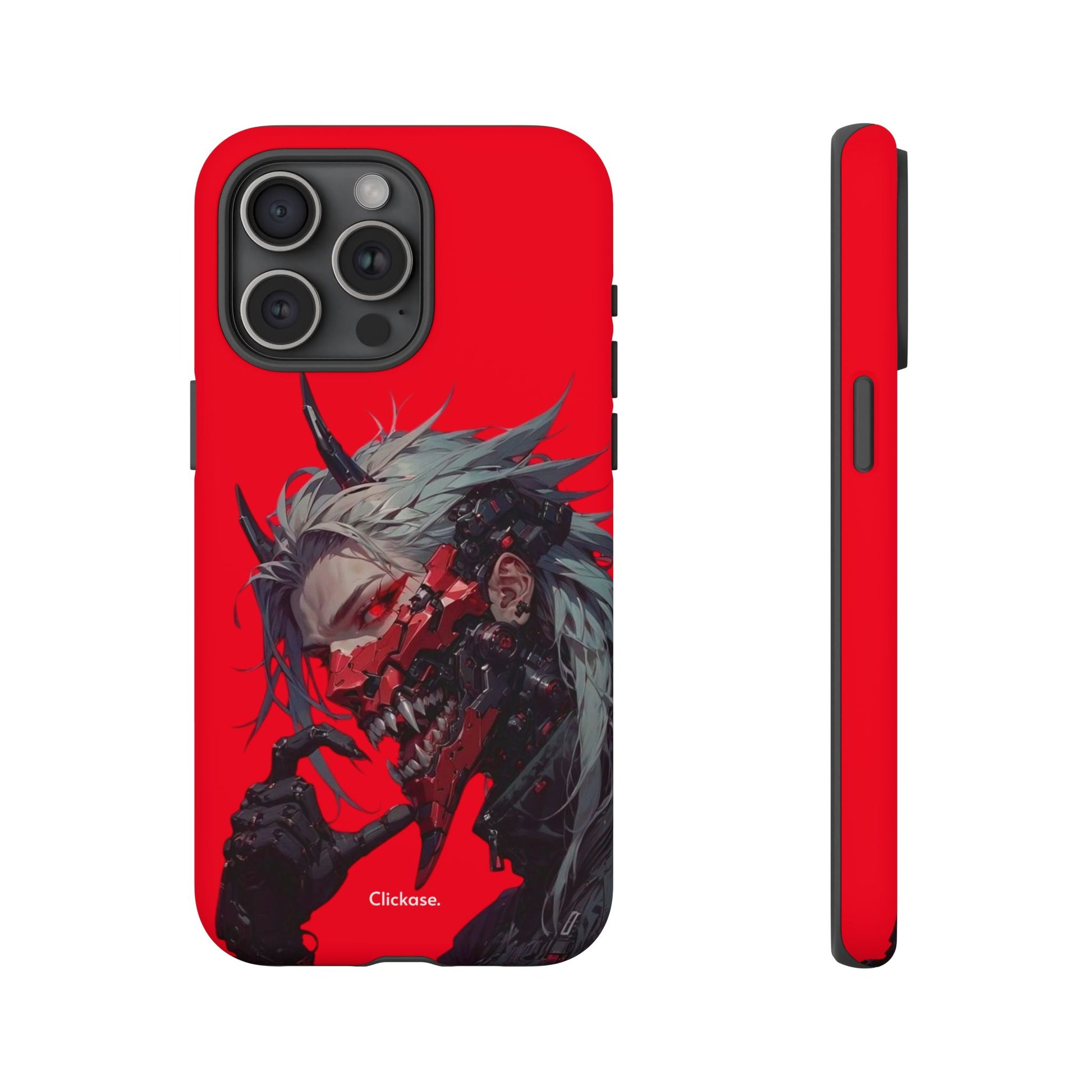 Demon Core Awakening – Futuristic Oni Cyborg Tough Phone Case by