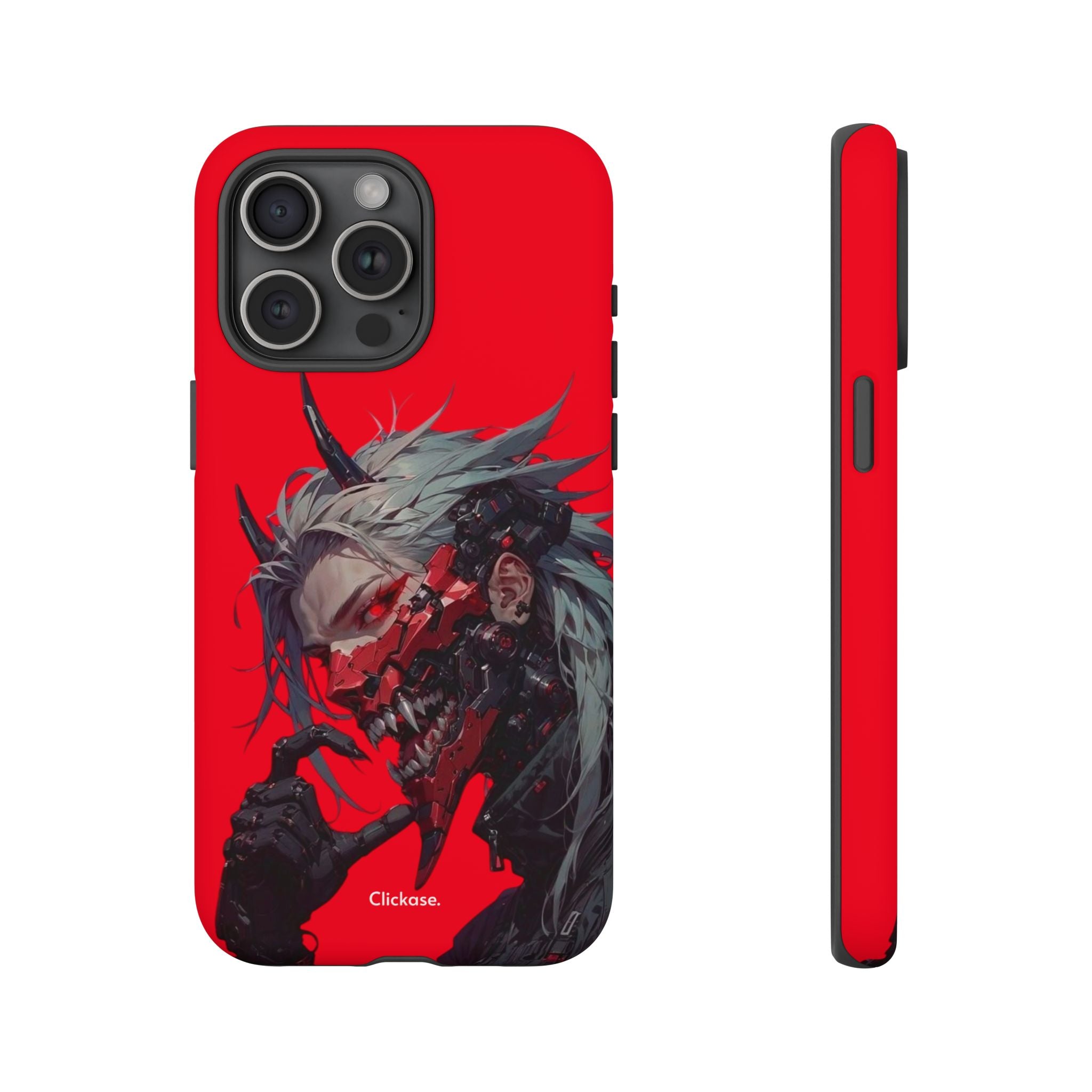 Demon Core Awakening – Futuristic Oni Cyborg Tough Phone Case by