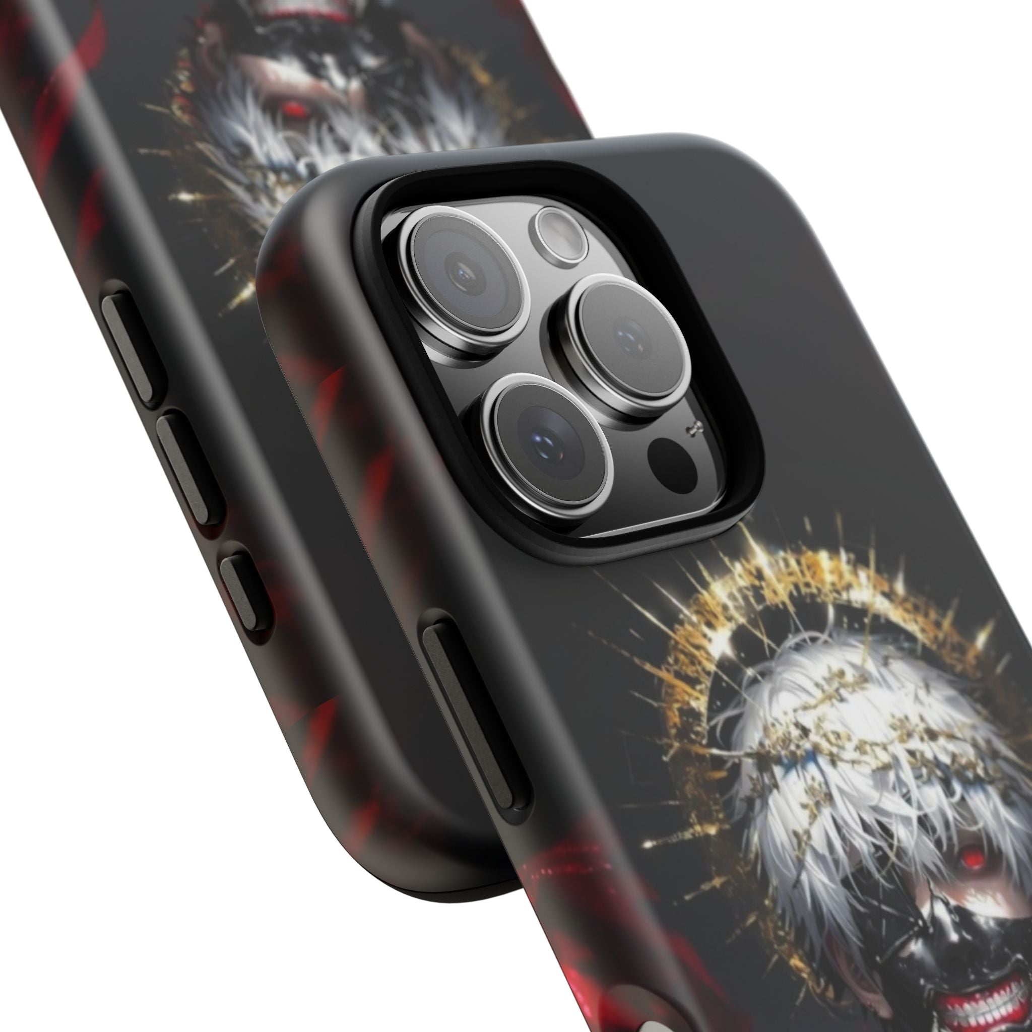 Ken Kaneki anime phone case with 3D wrap, durable shock-absorbing design, and vibrant full-color graphics