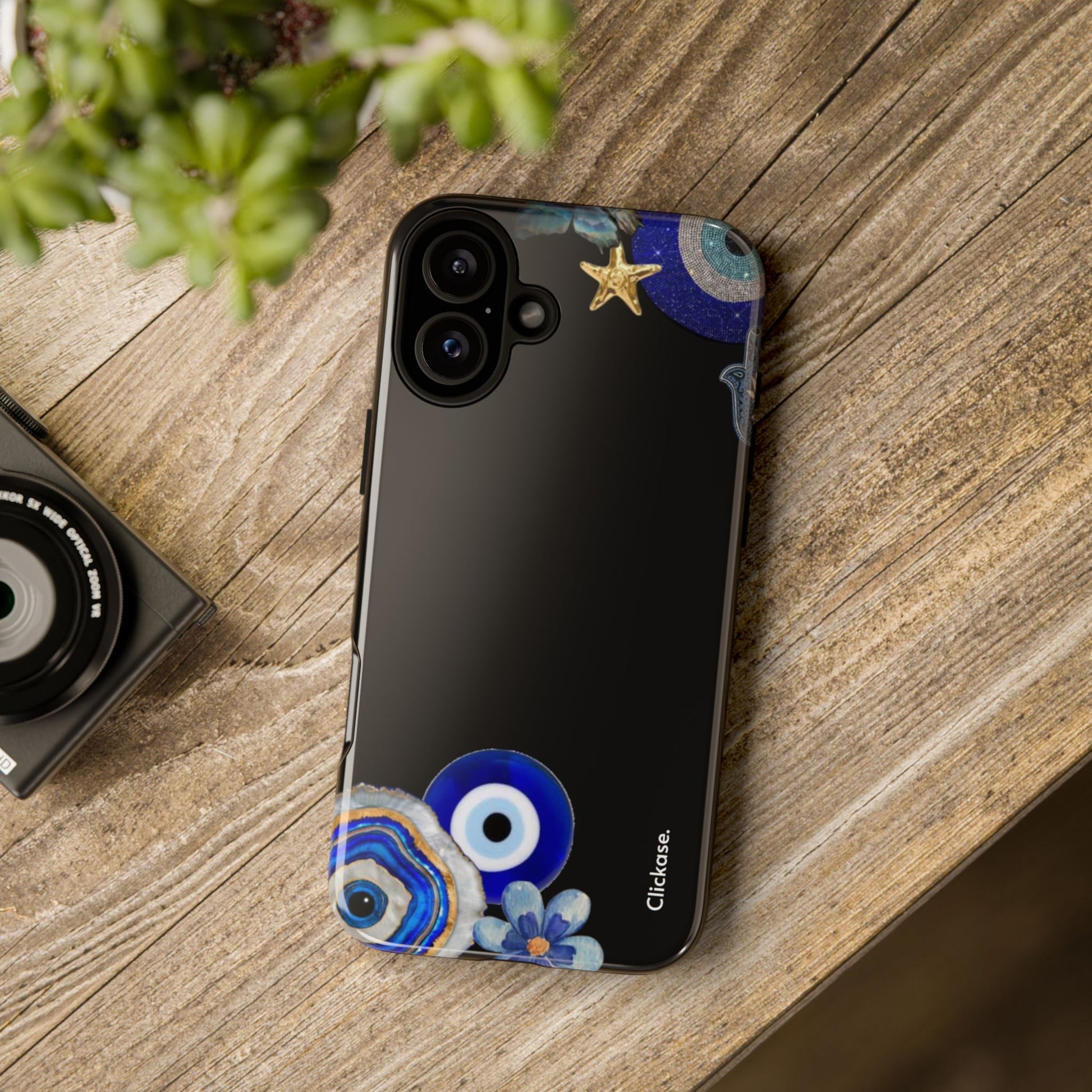 Evil Eye Protection – Blue Hamsa Charm Tough Phone Case by