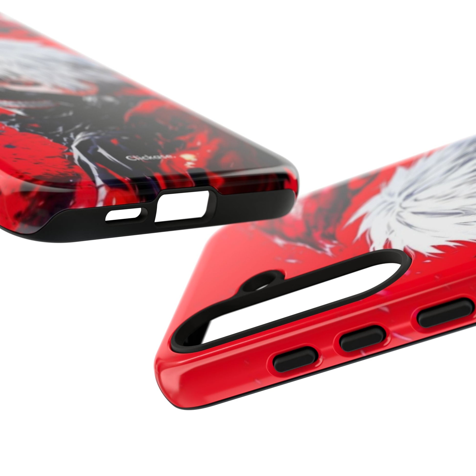 Ken Kaneki anime tough phone case with vibrant red and black design, durable impact-resistant protection, and 3D full-color wrap