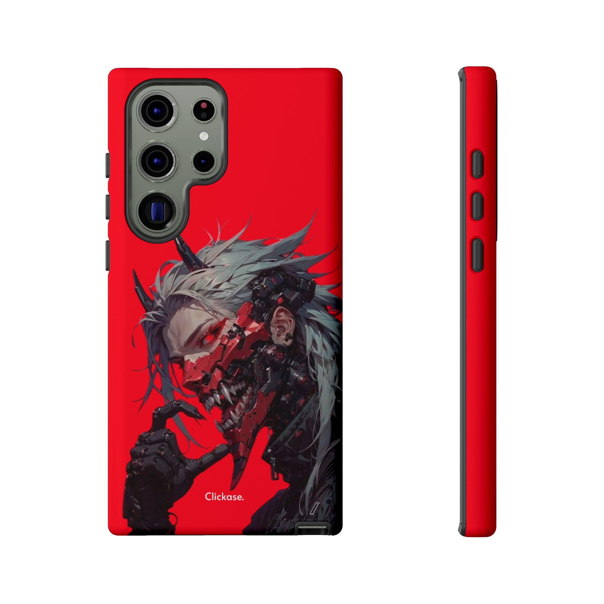 Demon Core Awakening – Futuristic Oni Cyborg Tough Phone Case by