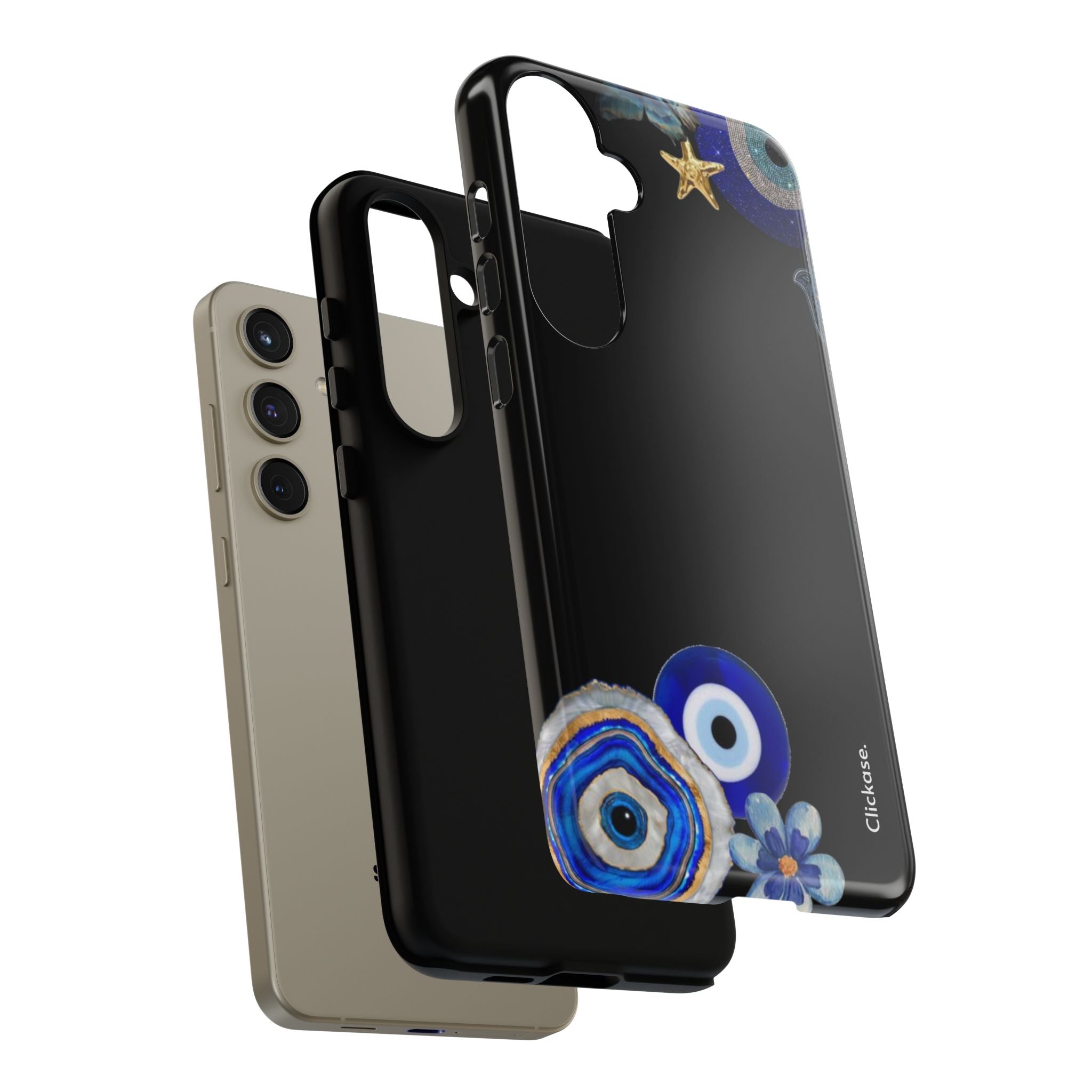 Evil Eye Protection – Blue Hamsa Charm Tough Phone Case by