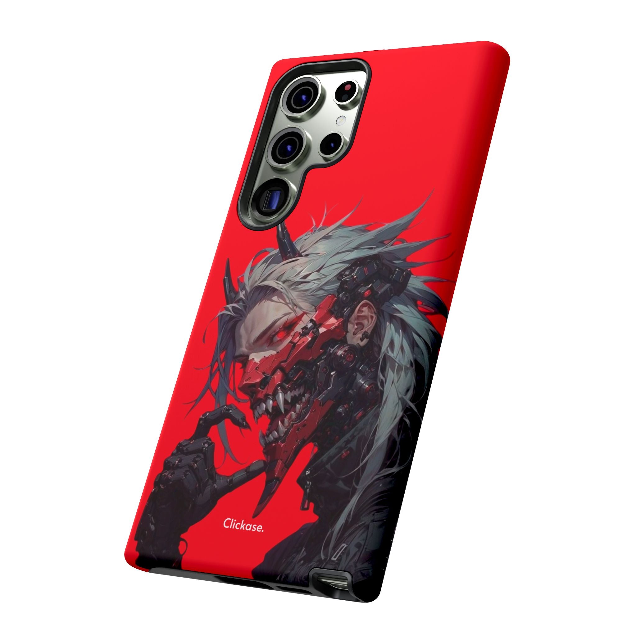 Demon Core Awakening – Futuristic Oni Cyborg Tough Phone Case by