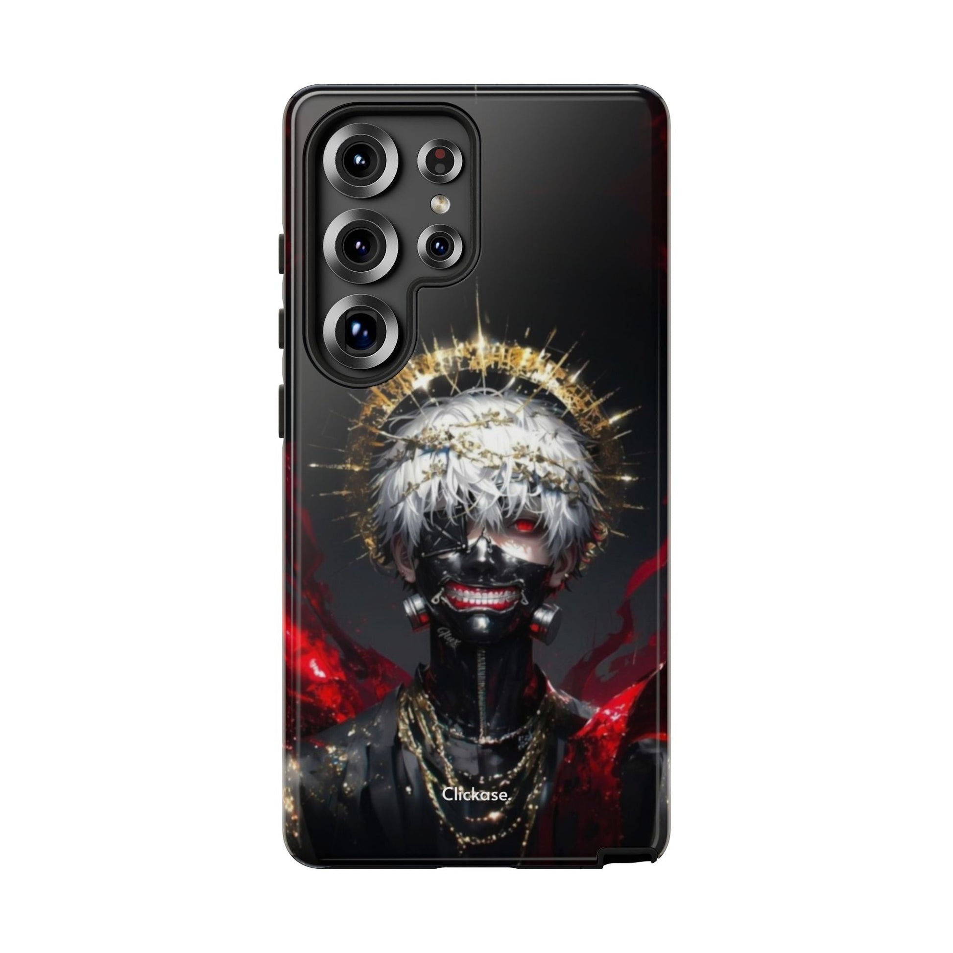 Ken Kaneki anime phone case with bold 3D design and durable protective silicone liner