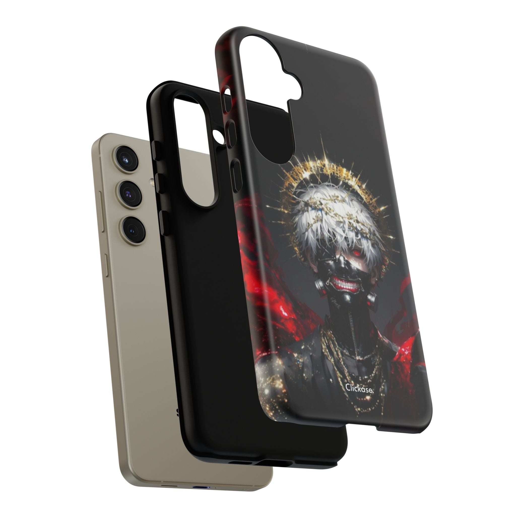 Ken Kaneki anime touch phone case with bold 3D wrap design and shock-absorbing silicone liner for protection