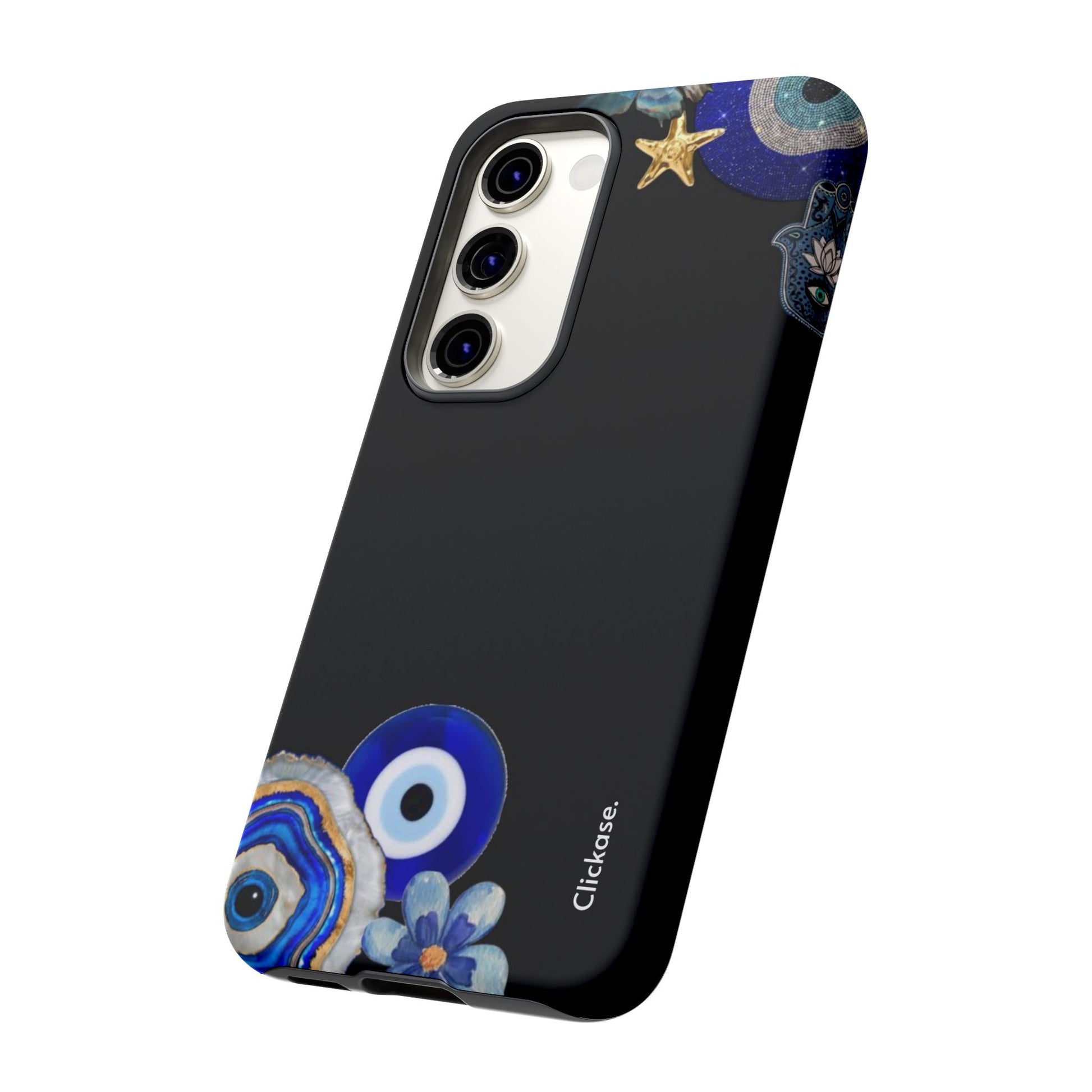 Evil Eye Protection – Blue Hamsa Charm Tough Phone Case by