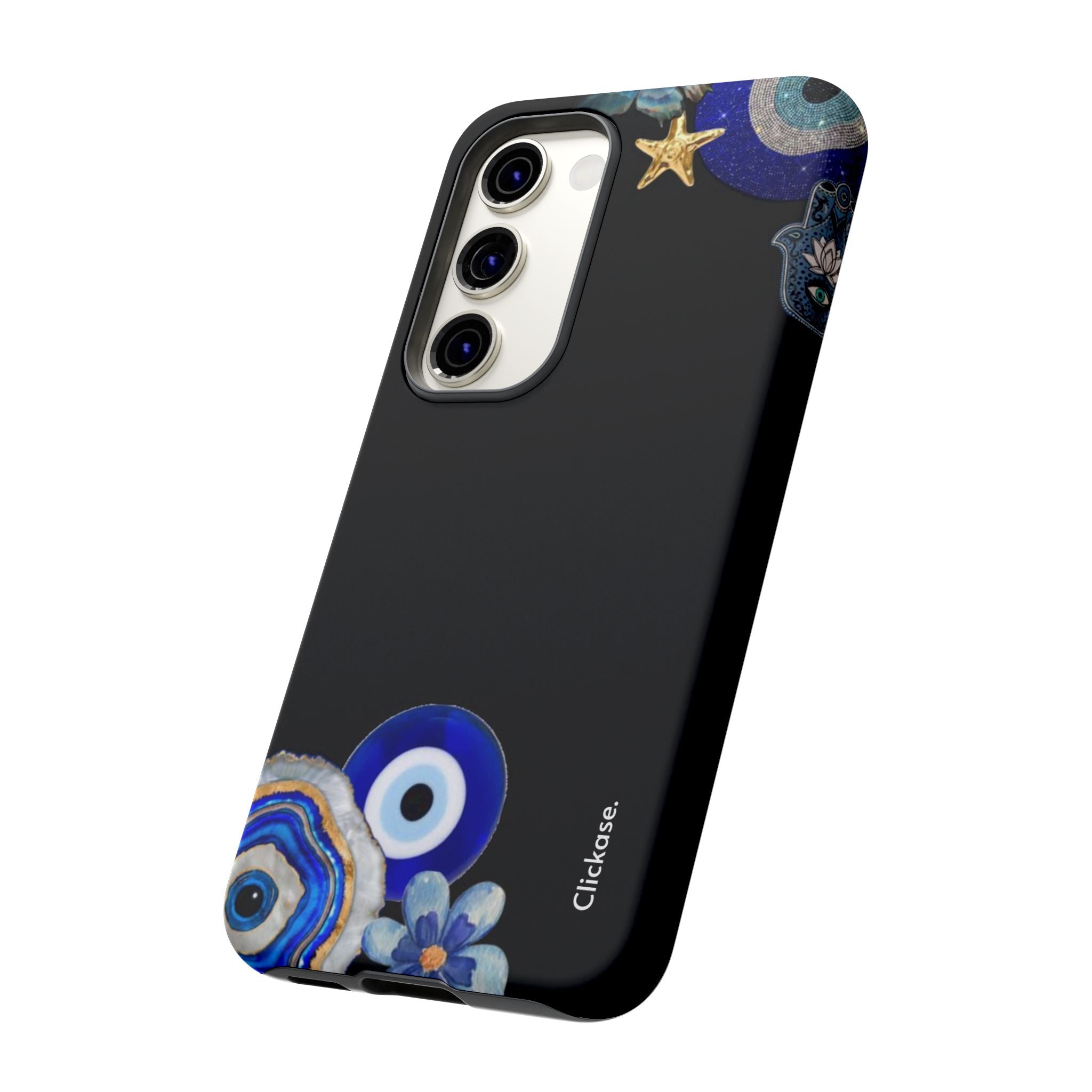 Evil Eye Protection – Blue Hamsa Charm Tough Phone Case by