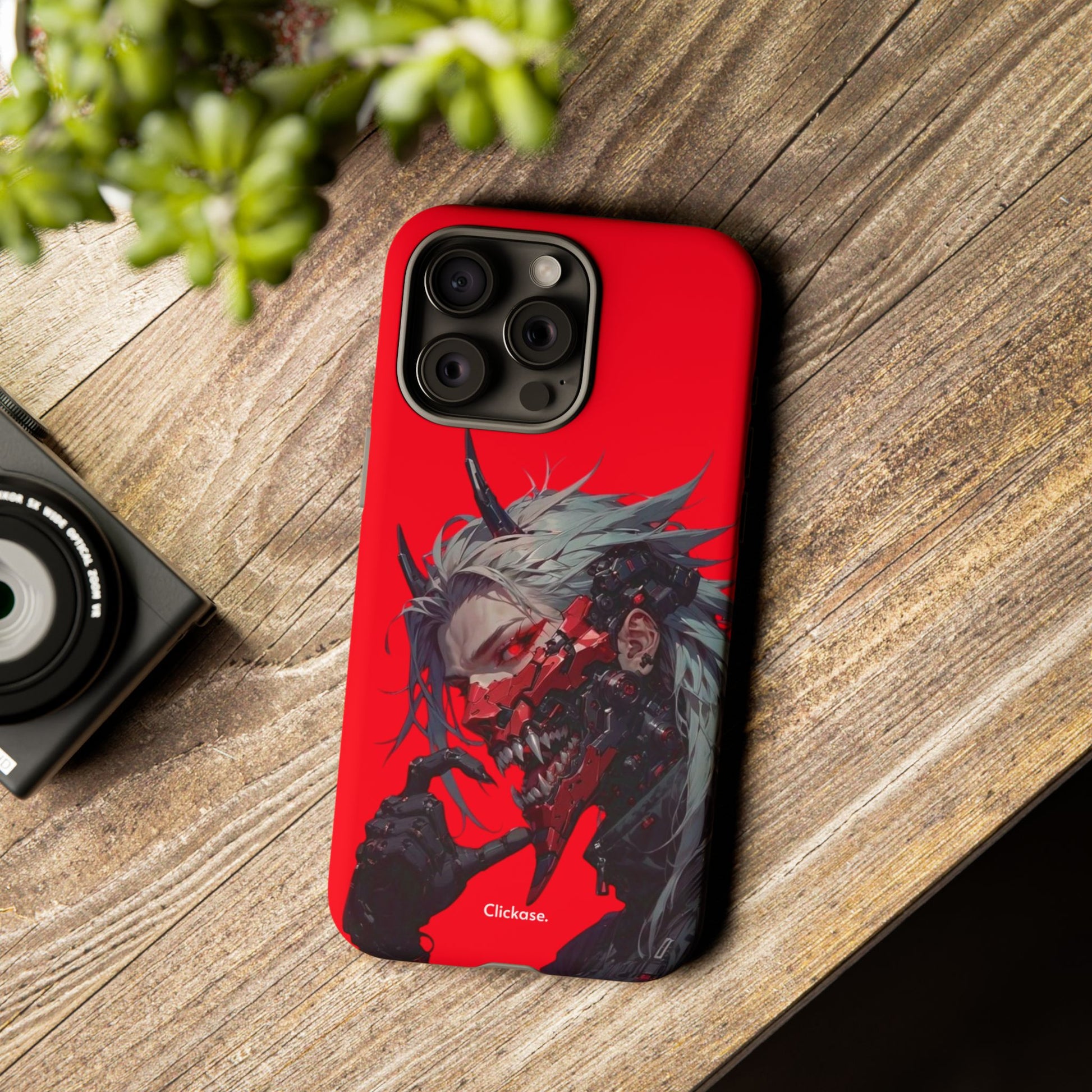Demon Core Awakening – Futuristic Oni Cyborg Tough Phone Case by
