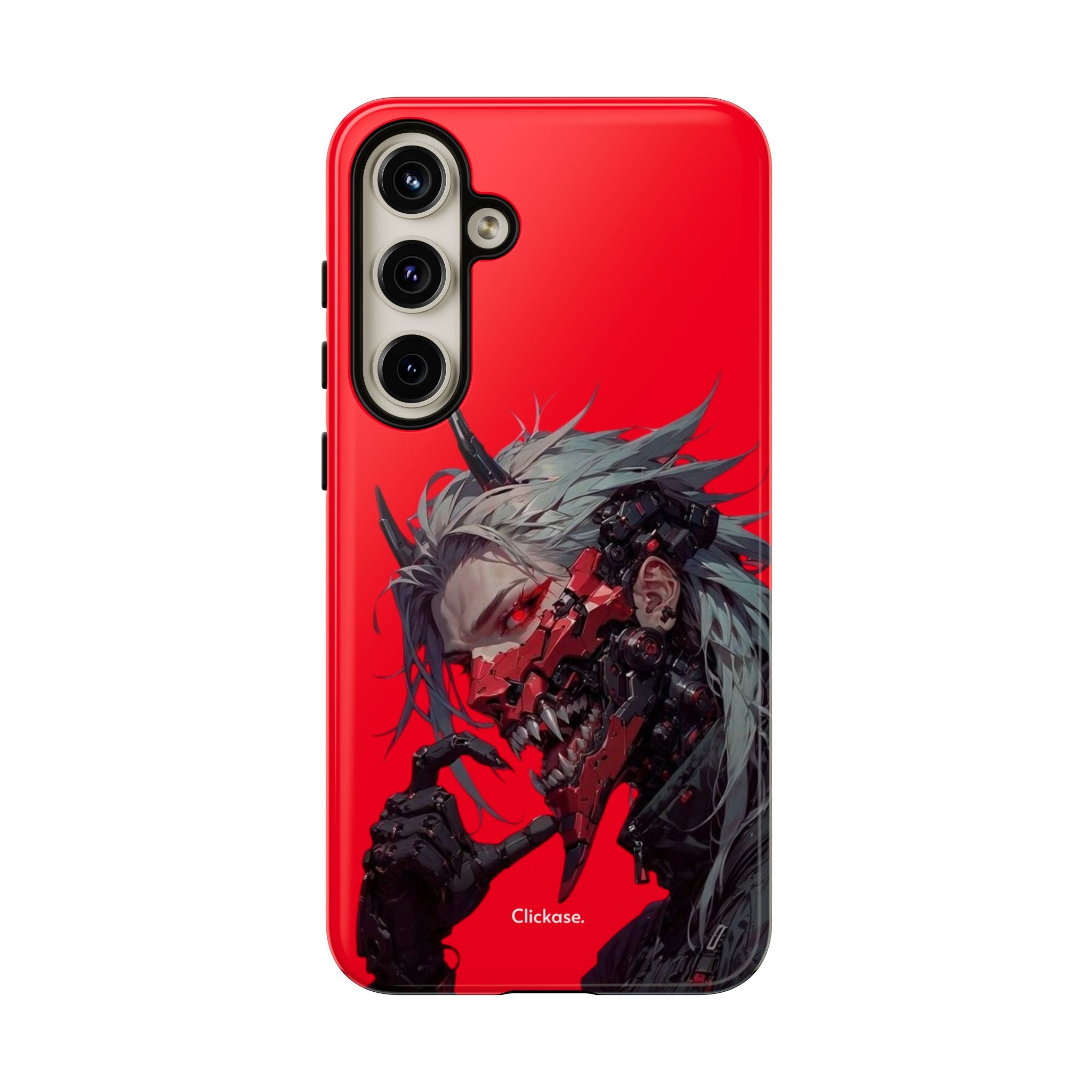 Demon Core Awakening – Futuristic Oni Cyborg Tough Phone Case by