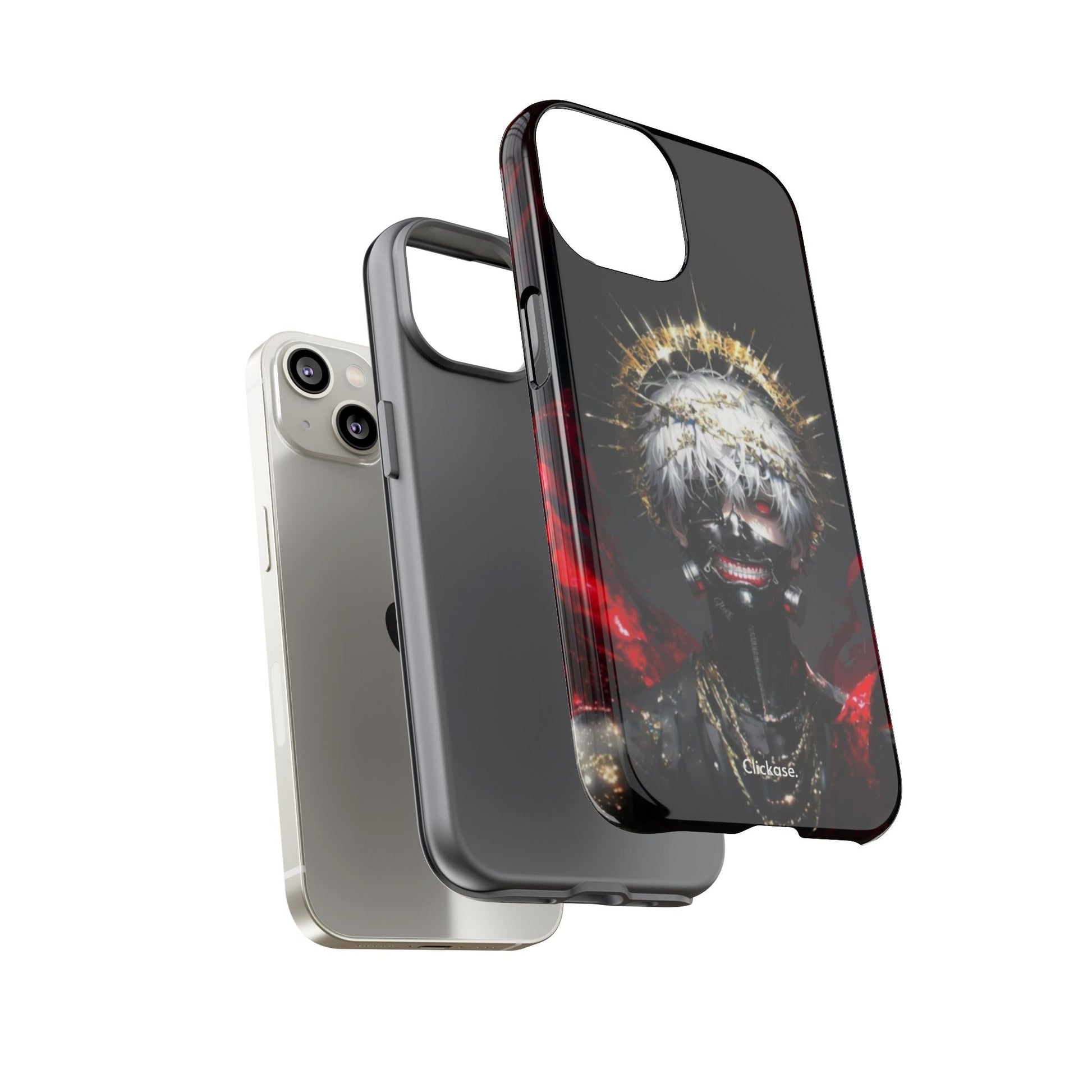 Ken Kaneki anime themed protective phone case with 3D wrap and shock-absorbing silicone liner