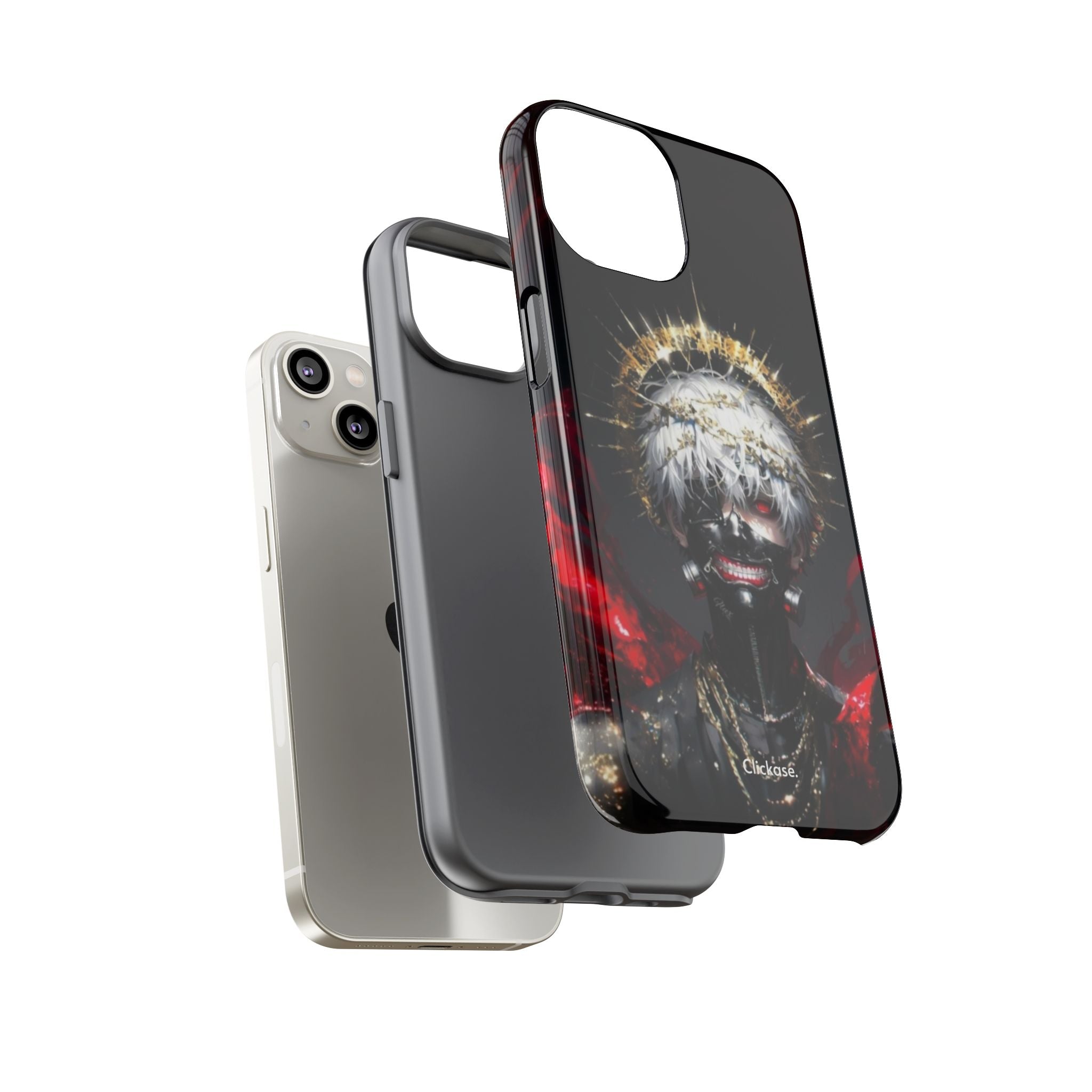 Ken Kaneki anime themed protective phone case with 3D wrap and shock-absorbing silicone liner
