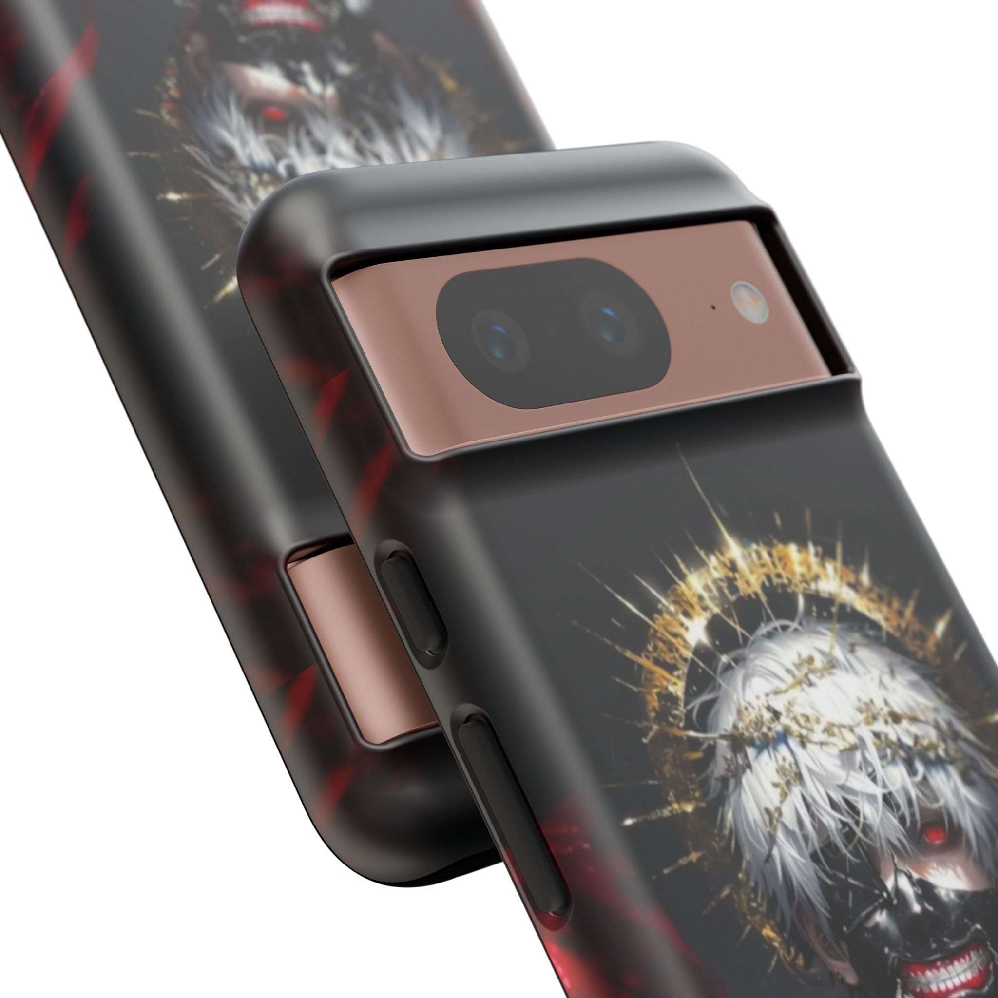 Ken Kaneki anime design touch phone case with durable 3D wrap and shock-absorbing silicone liner