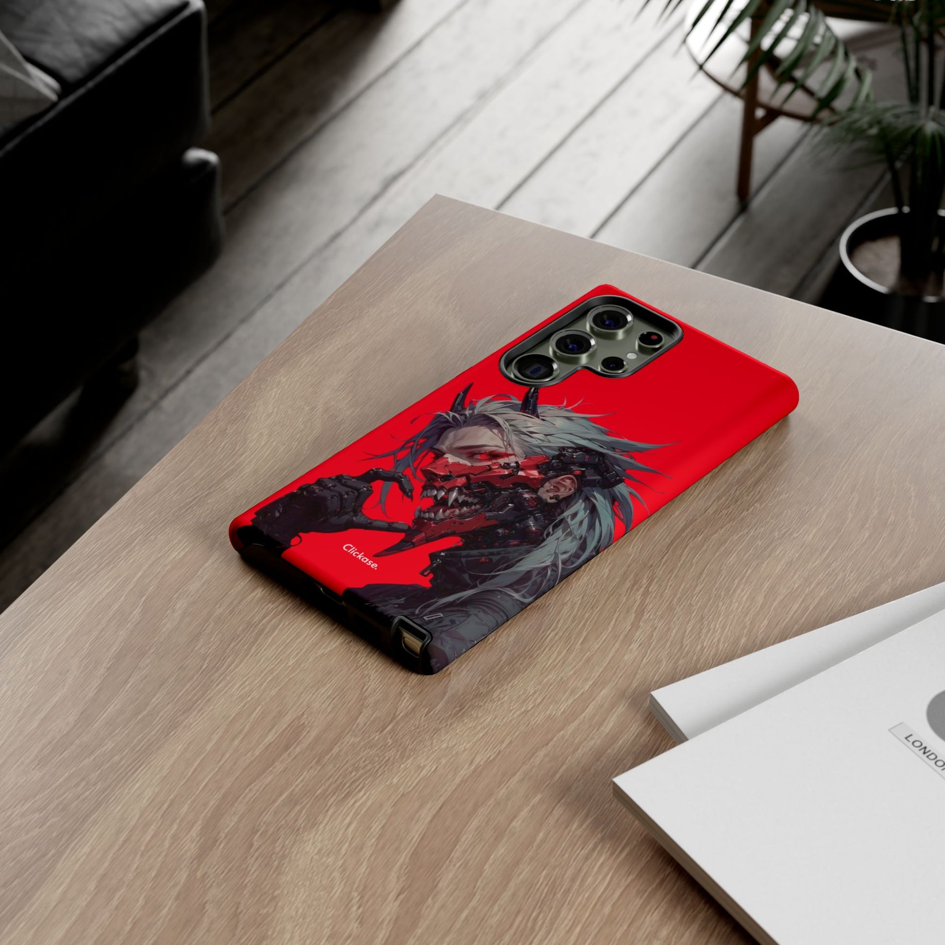 Demon Core Awakening – Futuristic Oni Cyborg Tough Phone Case by