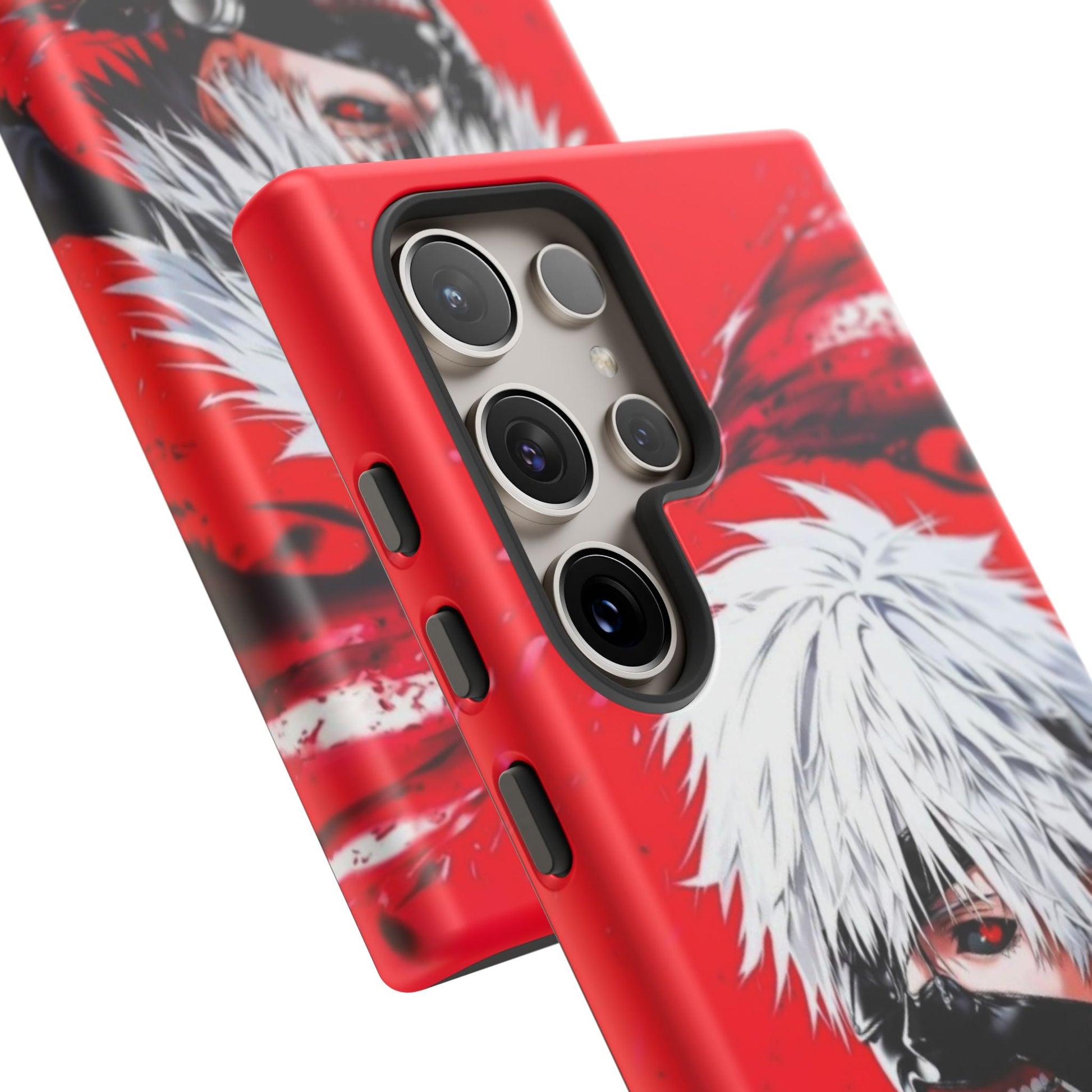 Ken Kaneki anime tough phone case with vibrant red and white design and durable impact-resistant build