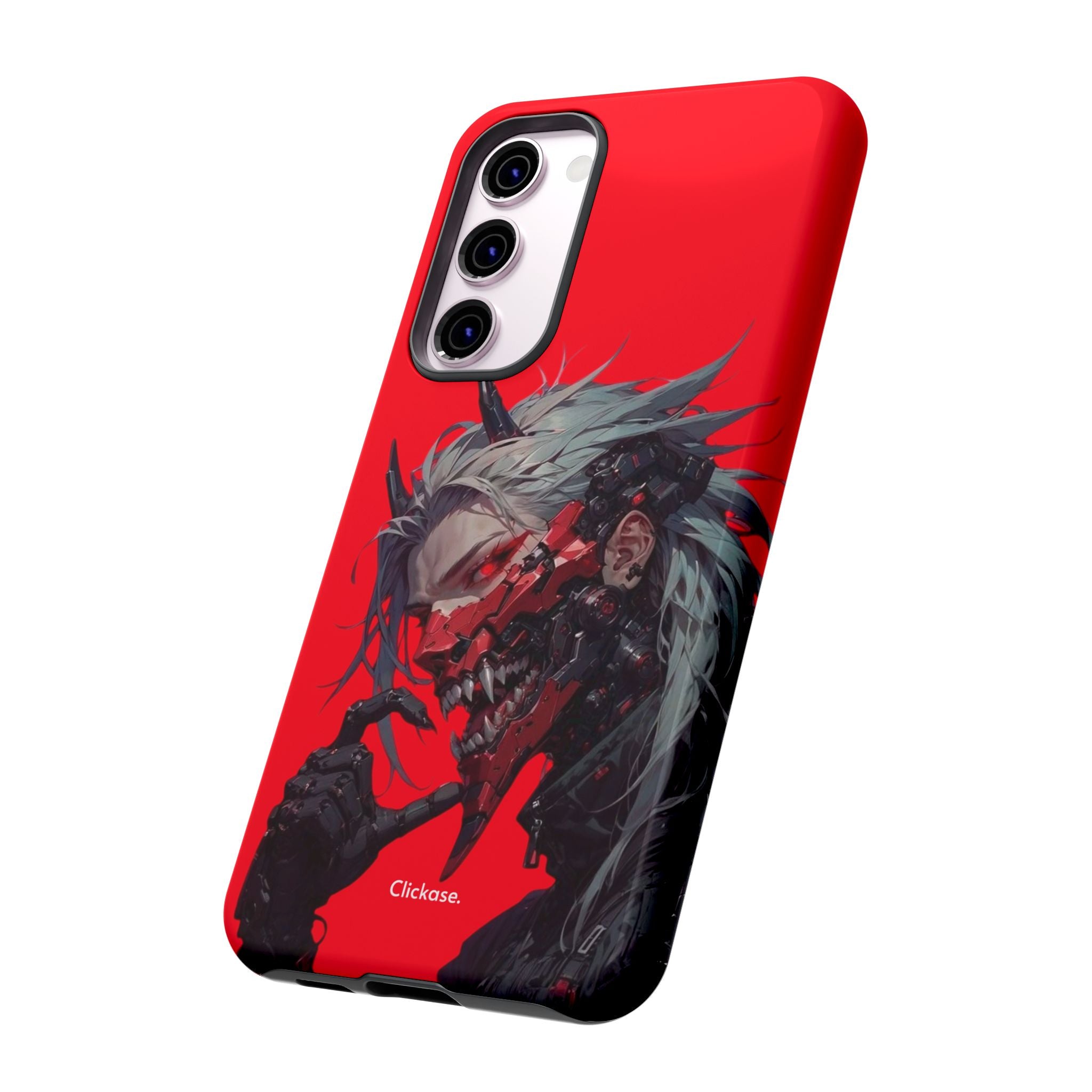 Demon Core Awakening – Futuristic Oni Cyborg Tough Phone Case by