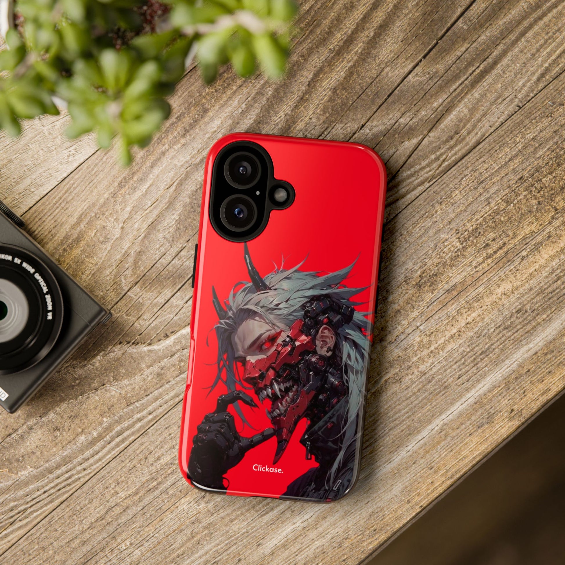 Demon Core Awakening – Futuristic Oni Cyborg Tough Phone Case by