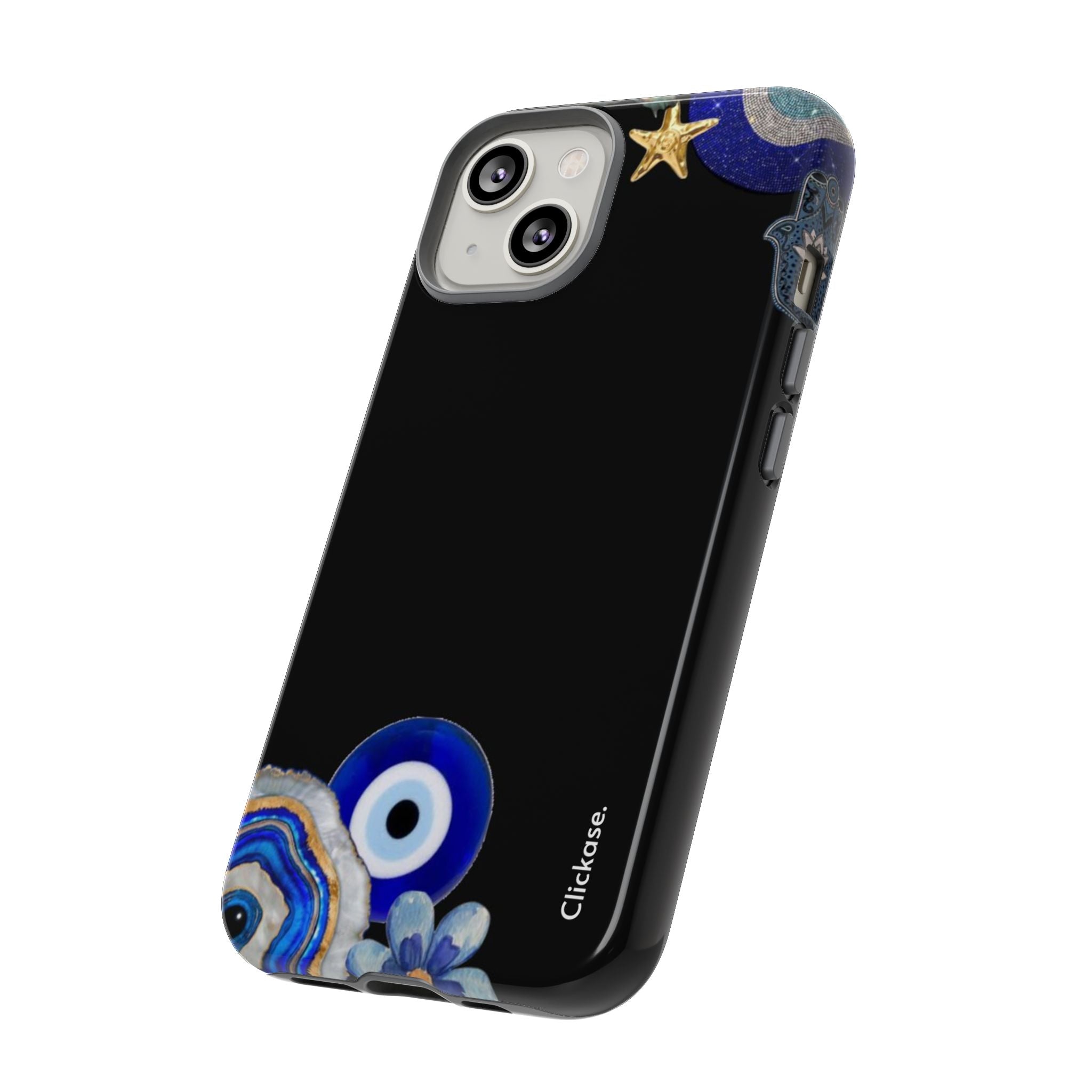 Evil Eye Protection – Blue Hamsa Charm Tough Phone Case by