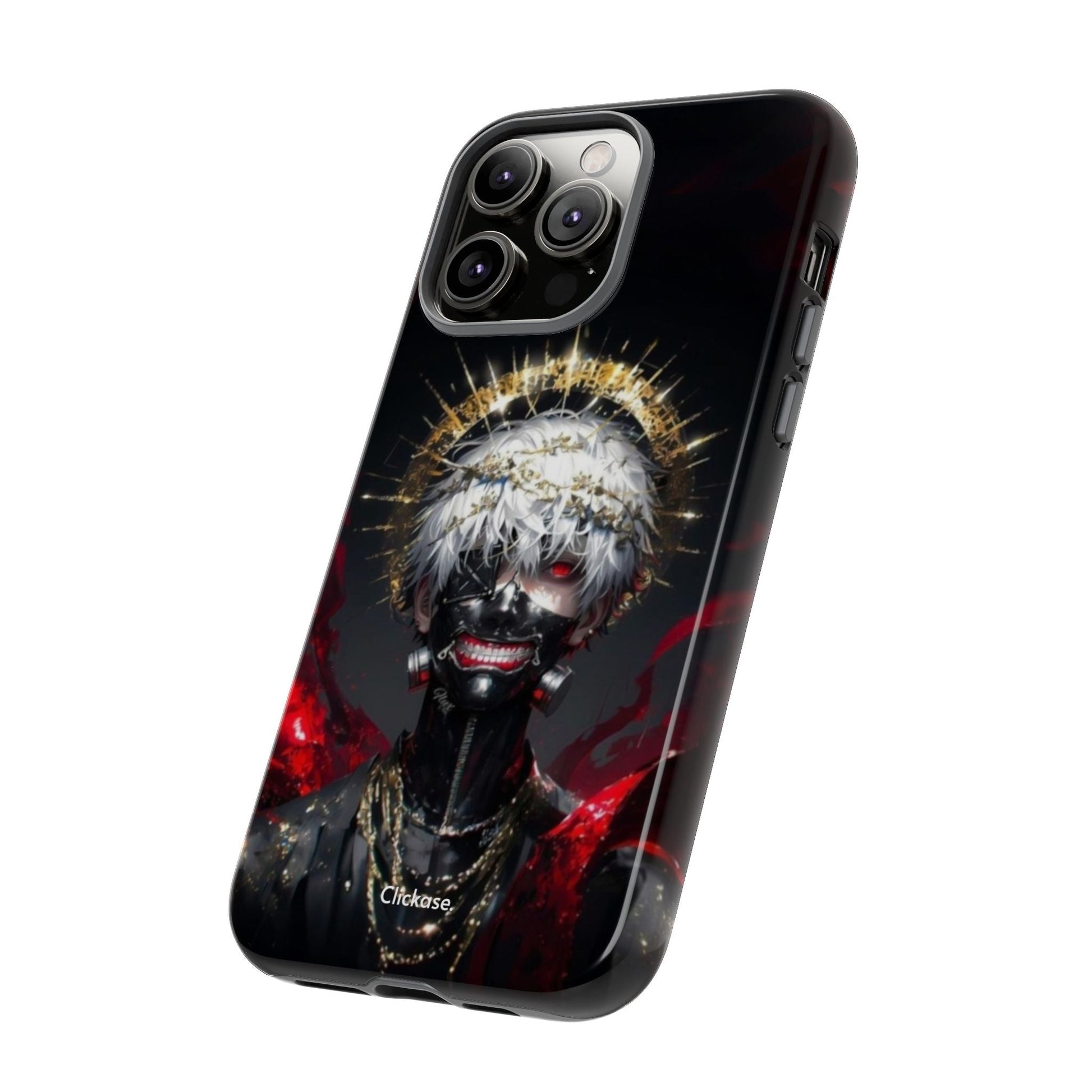 Ken Kaneki anime character design on durable protective phone case with 3D wrap and shock-absorbing silicone liner