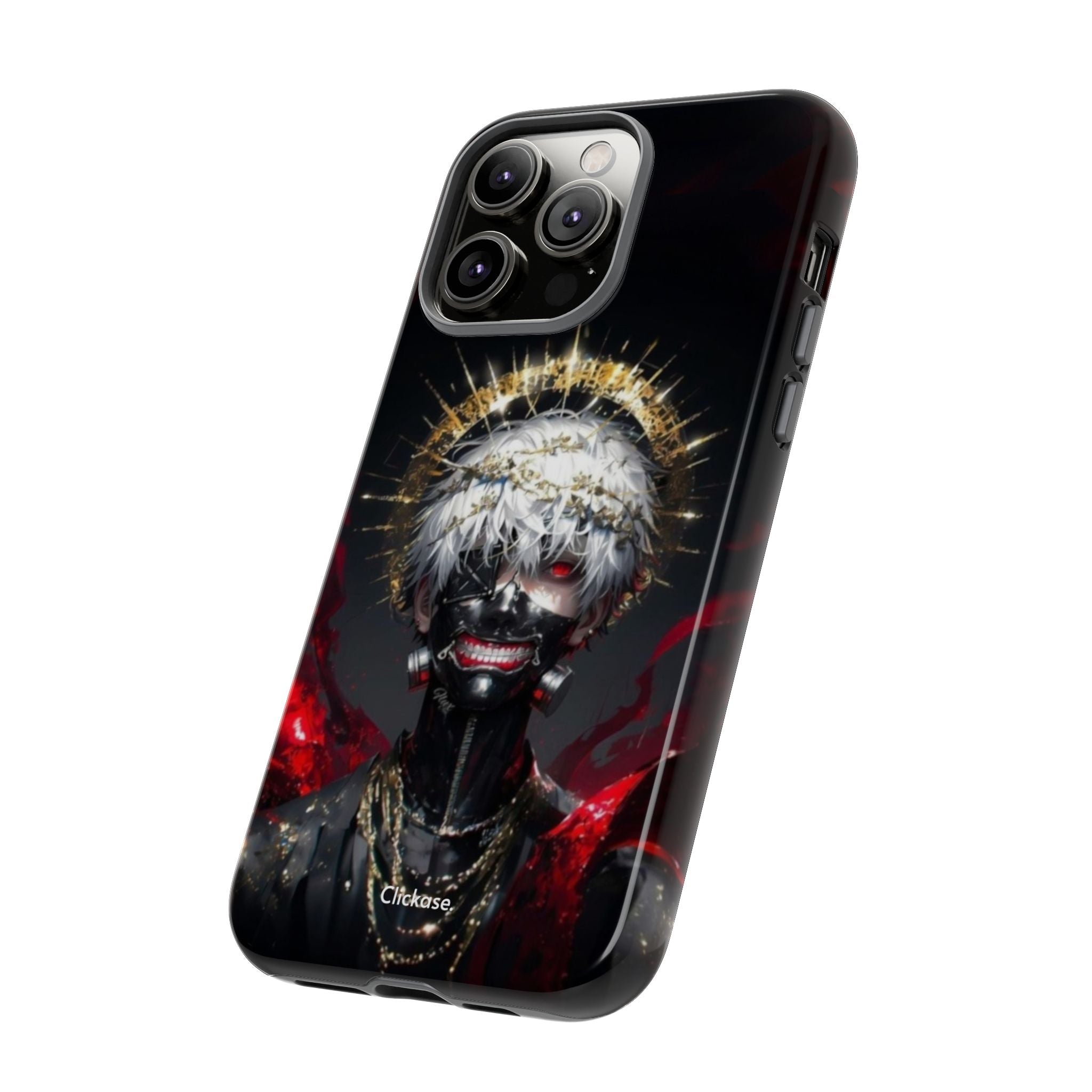 Ken Kaneki anime character design on durable protective phone case with 3D wrap and shock-absorbing silicone liner