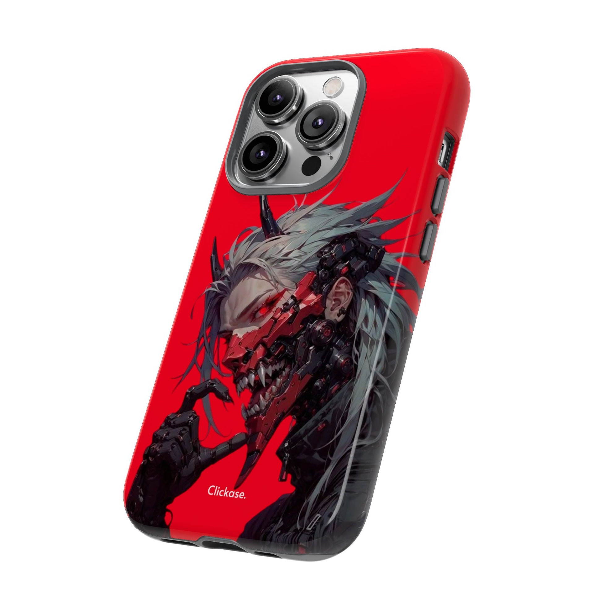 Demon Core Awakening – Futuristic Oni Cyborg Tough Phone Case by
