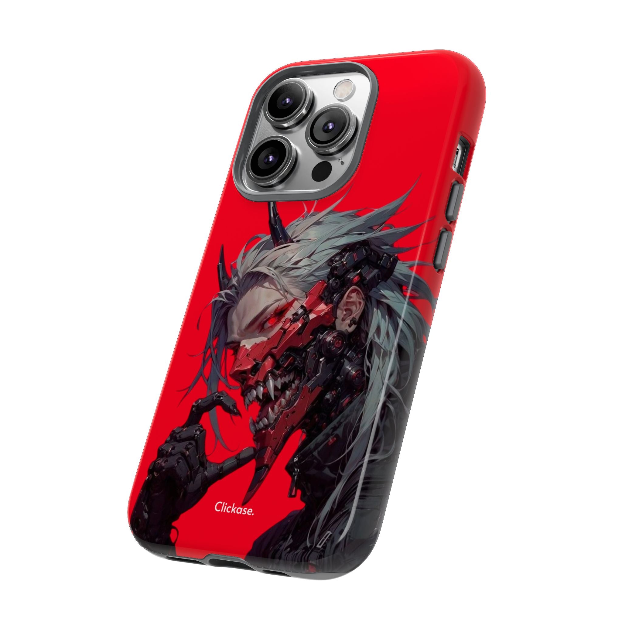Demon Core Awakening – Futuristic Oni Cyborg Tough Phone Case by