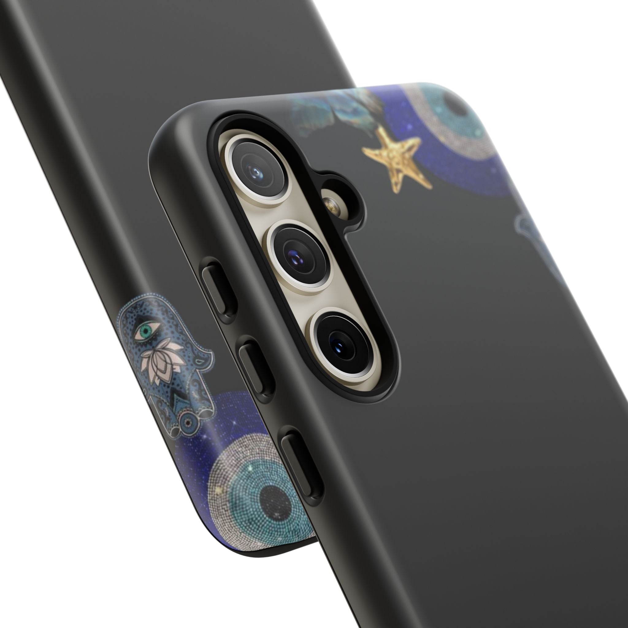 Evil Eye Protection – Blue Hamsa Charm Tough Phone Case by