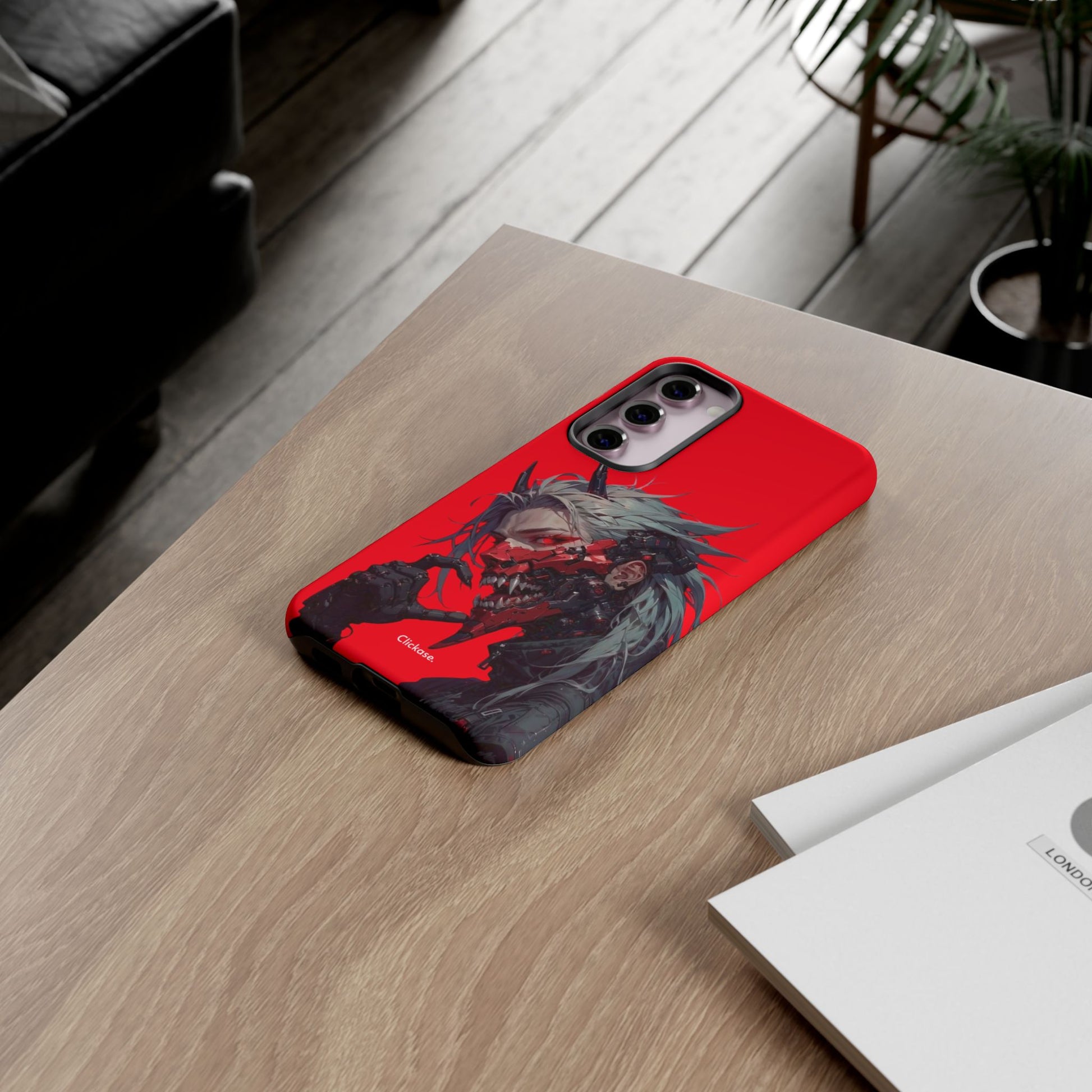 Demon Core Awakening – Futuristic Oni Cyborg Tough Phone Case by