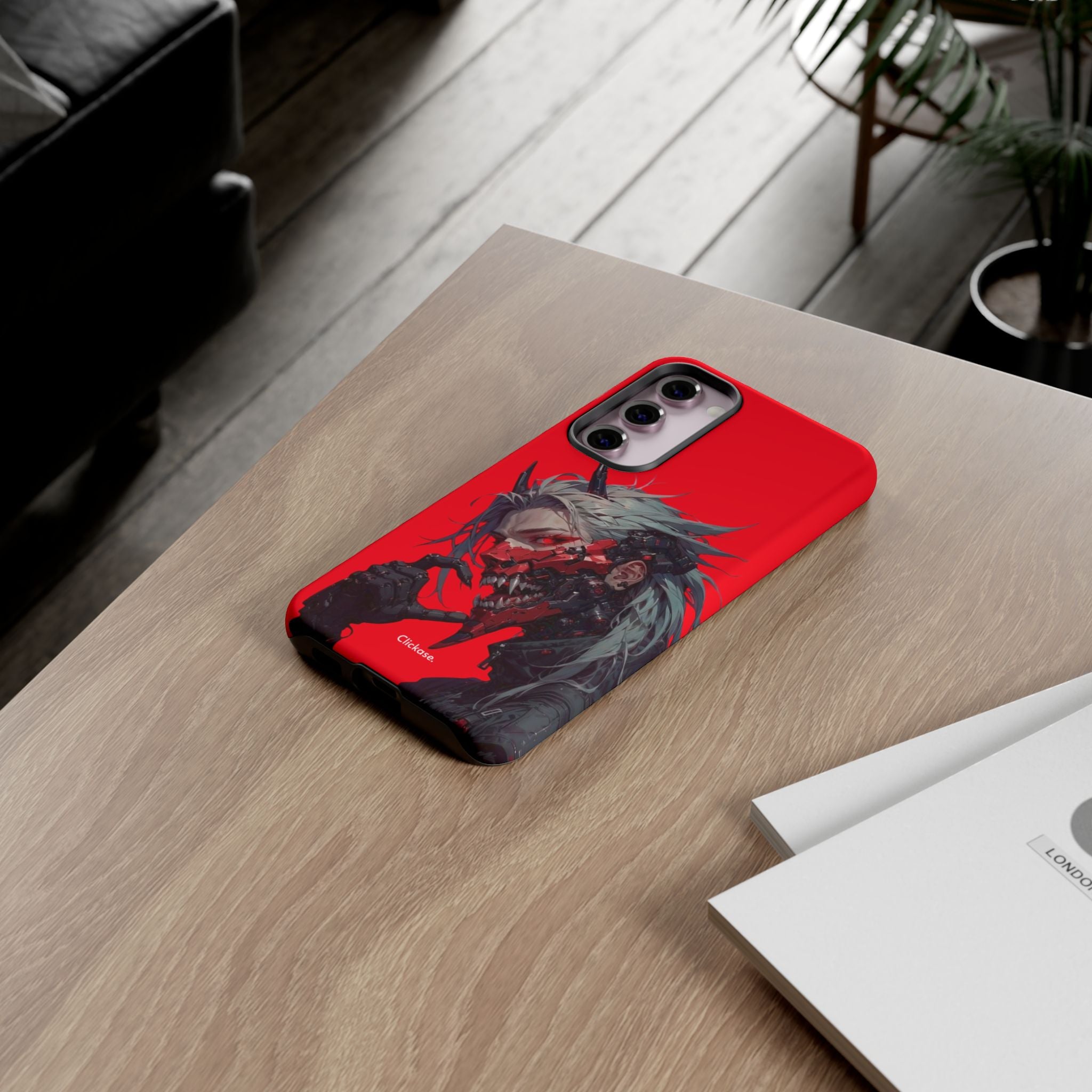 Demon Core Awakening – Futuristic Oni Cyborg Tough Phone Case by