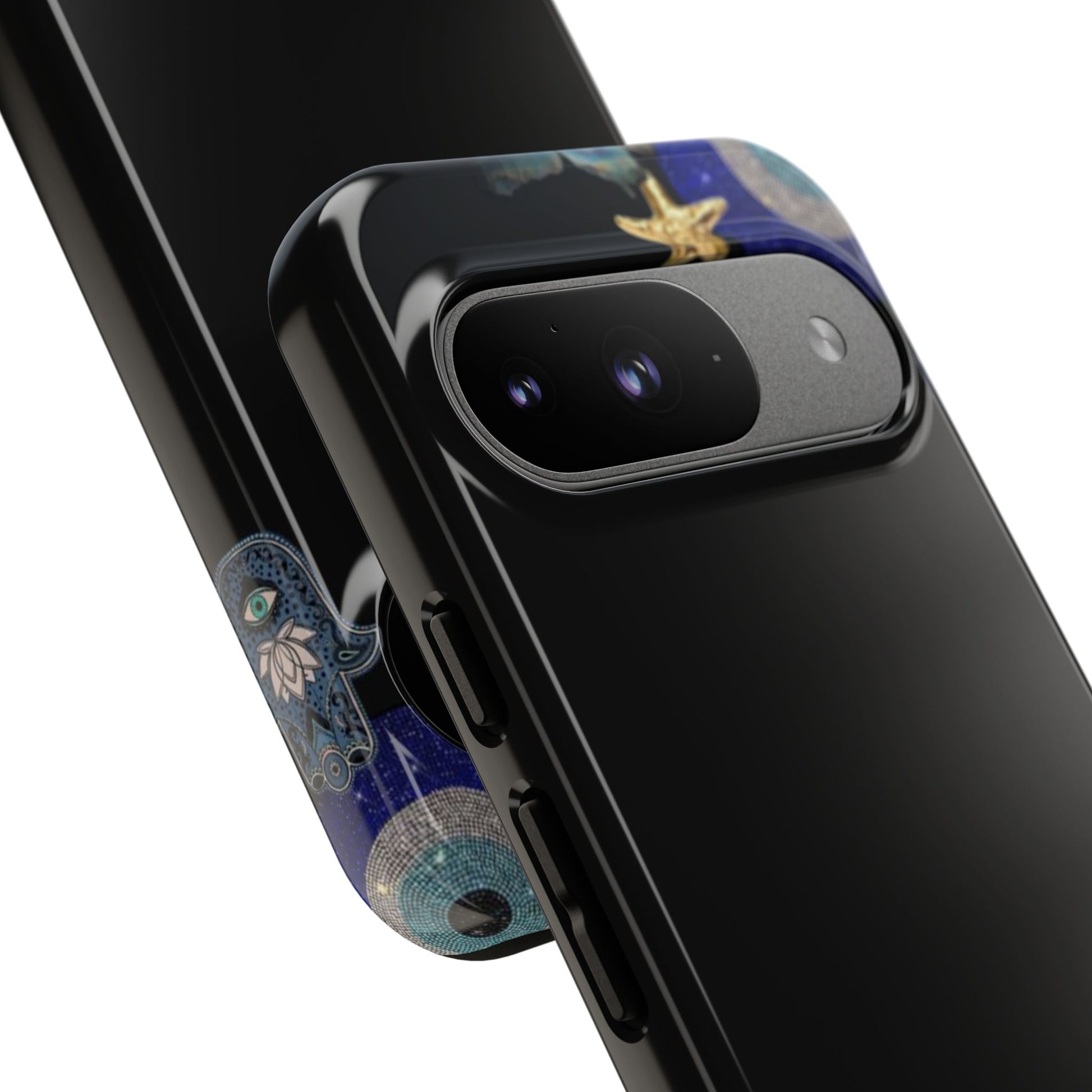 Evil Eye Protection – Blue Hamsa Charm Tough Phone Case by