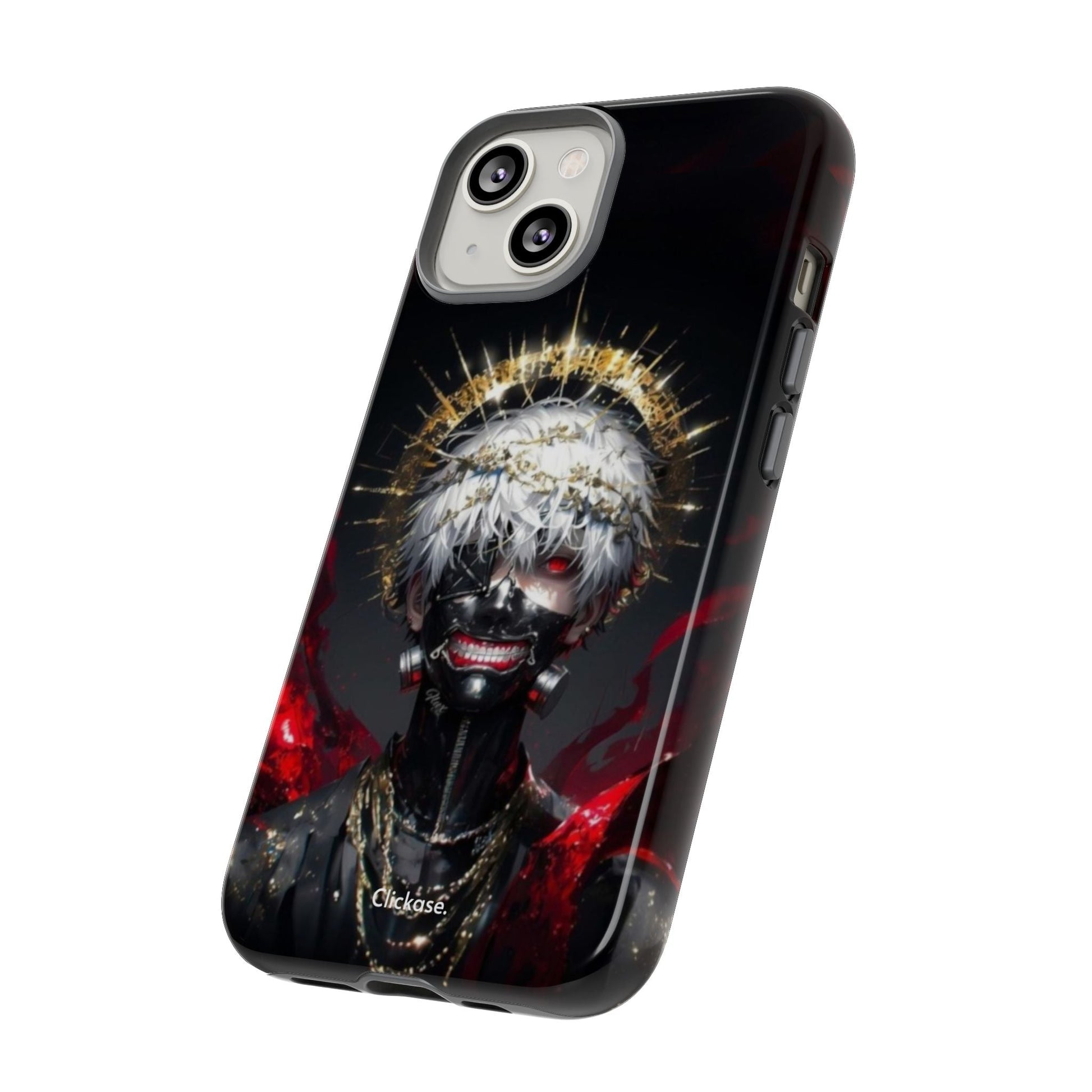 Ken Kaneki anime character phone case with 3D wrap and shock-absorbing silicone liner