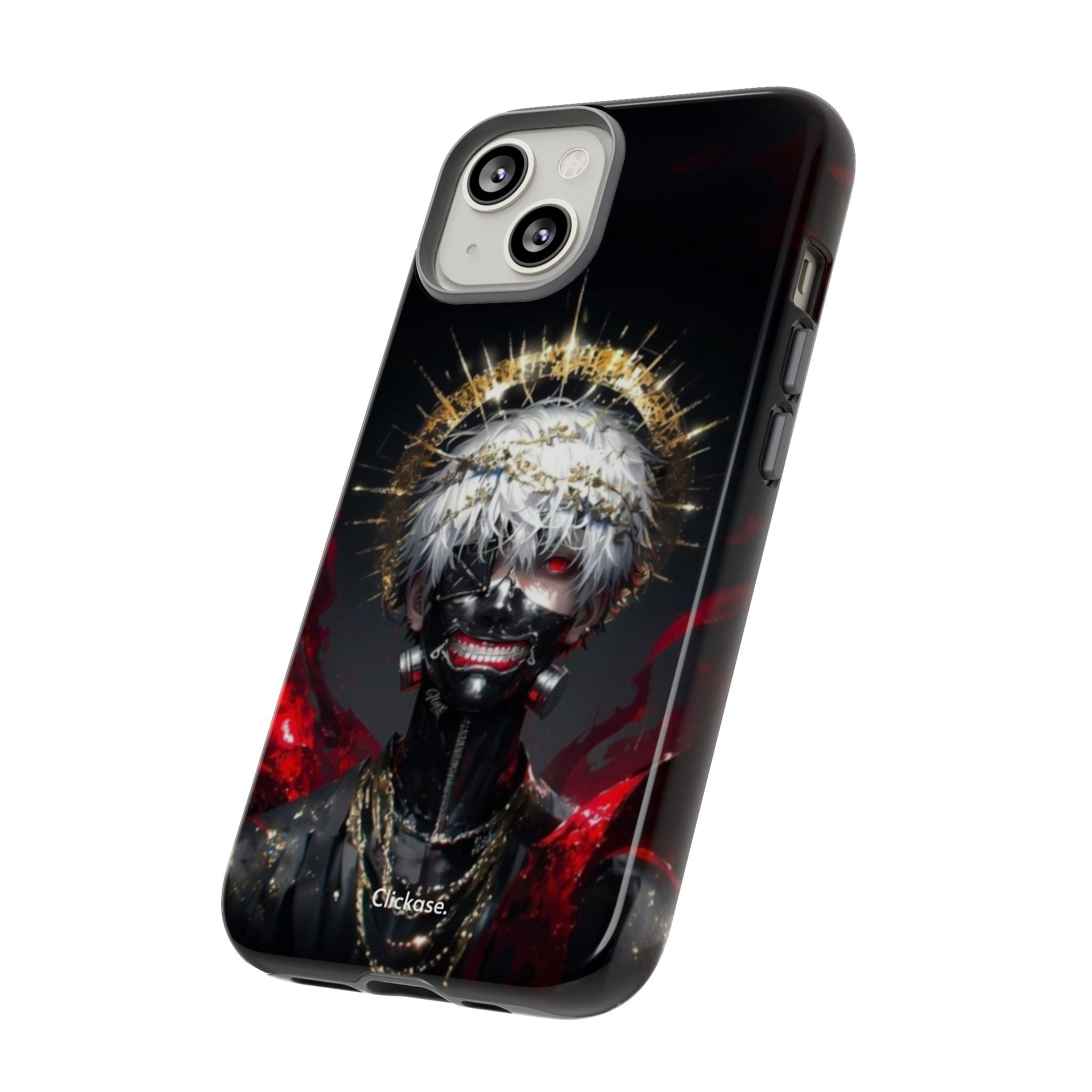 Ken Kaneki anime character phone case with 3D wrap and shock-absorbing silicone liner