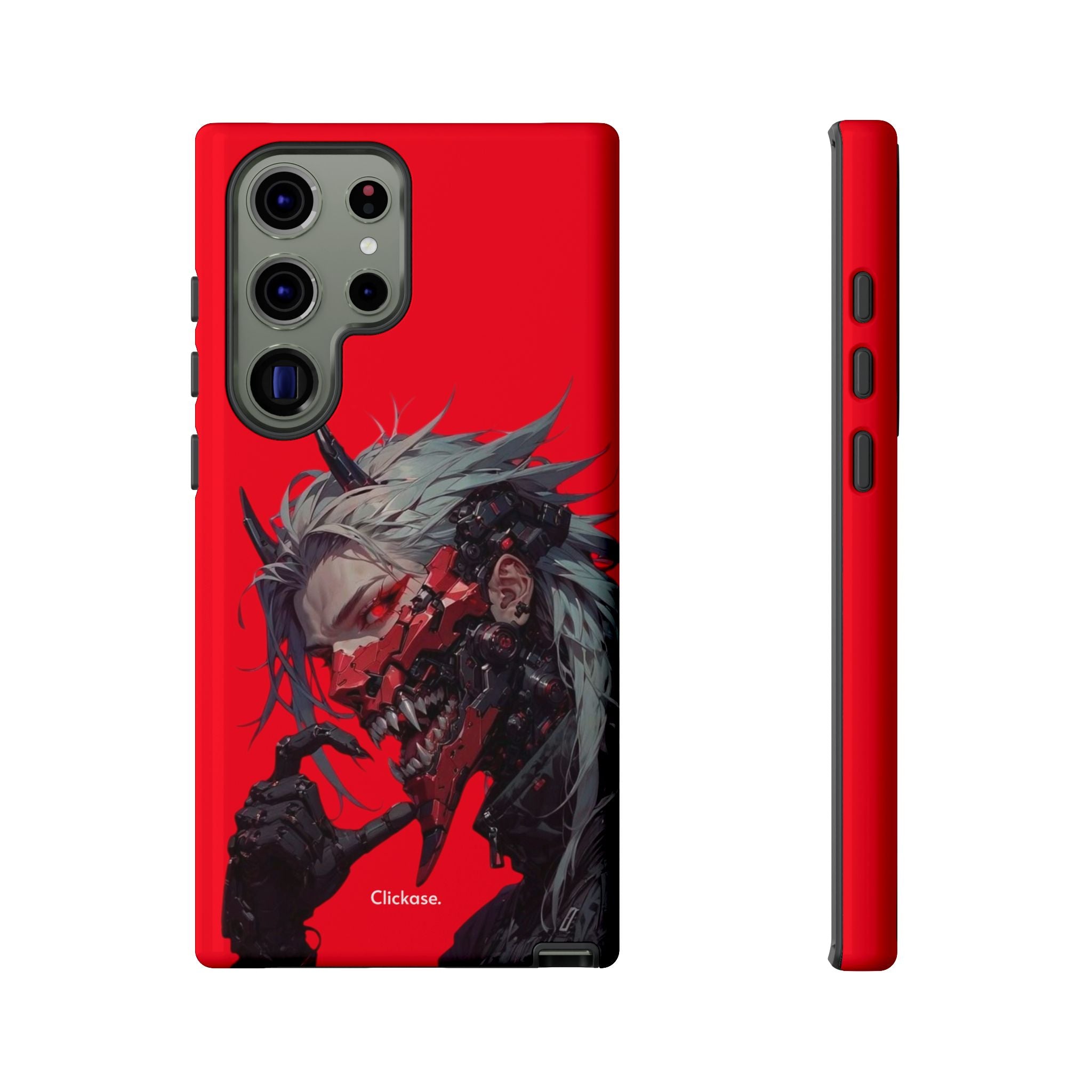 Demon Core Awakening – Futuristic Oni Cyborg Tough Phone Case by