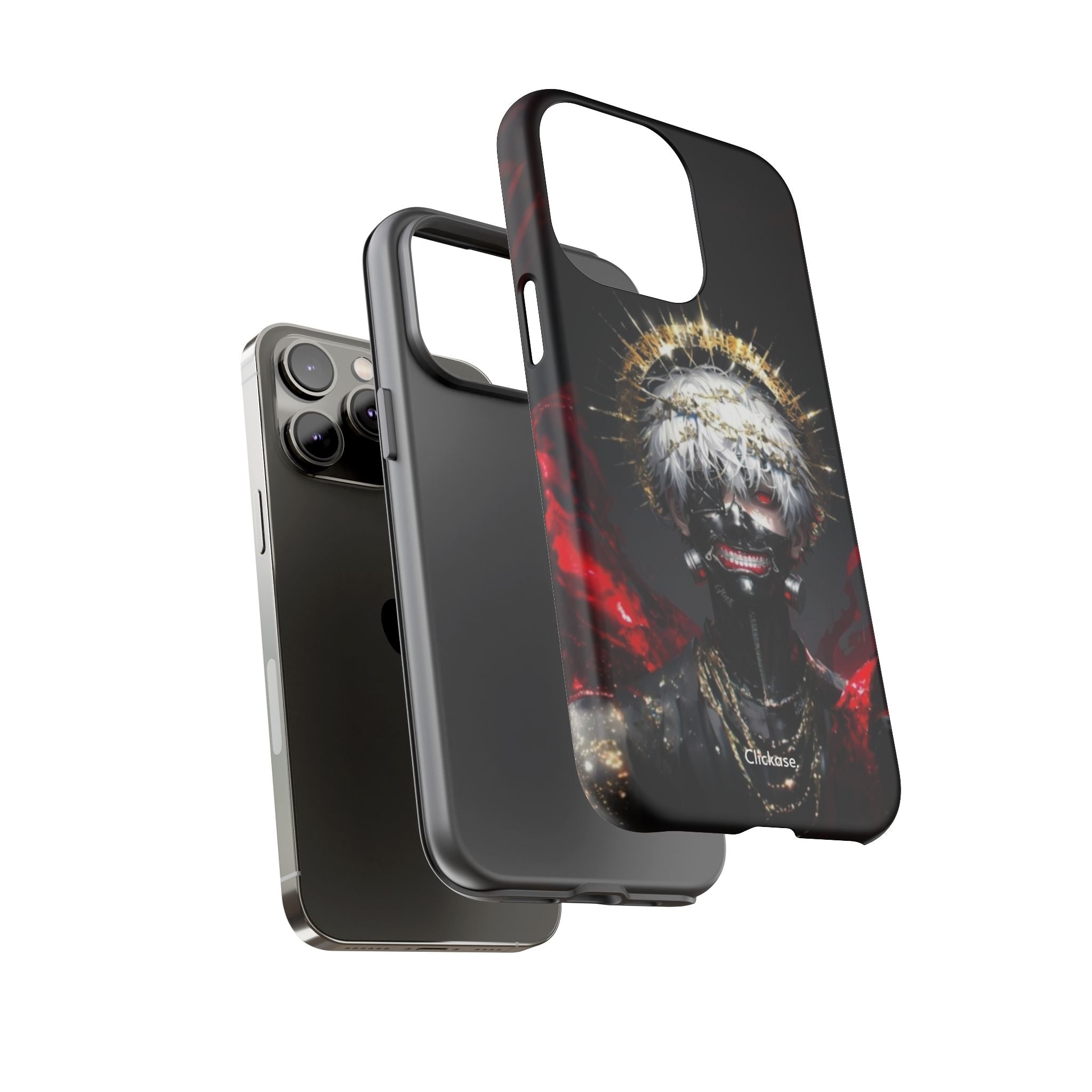 Ken Kaneki anime graphic phone case with 3D wrap and shock-absorbing silicone liner