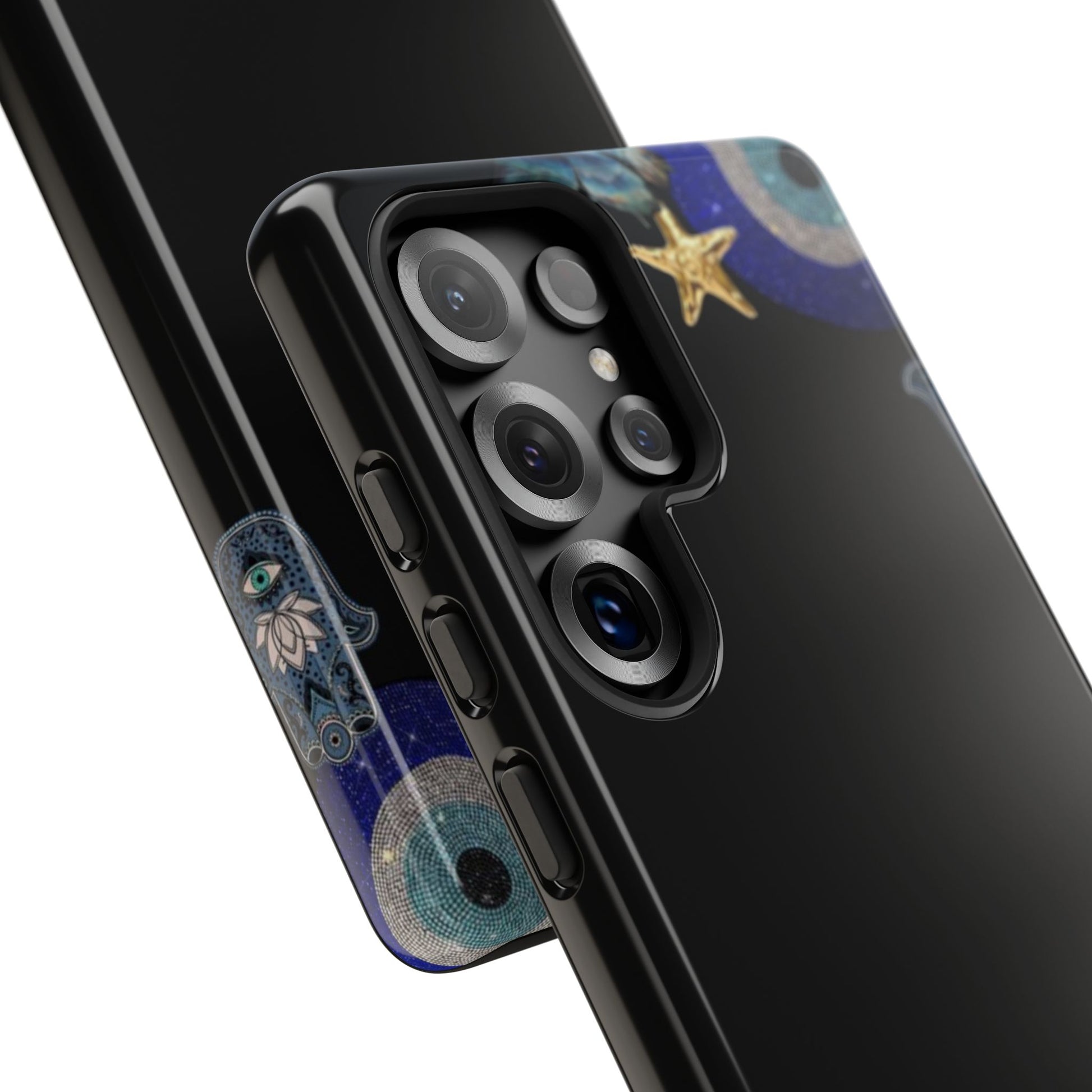 Evil Eye Protection – Blue Hamsa Charm Tough Phone Case by