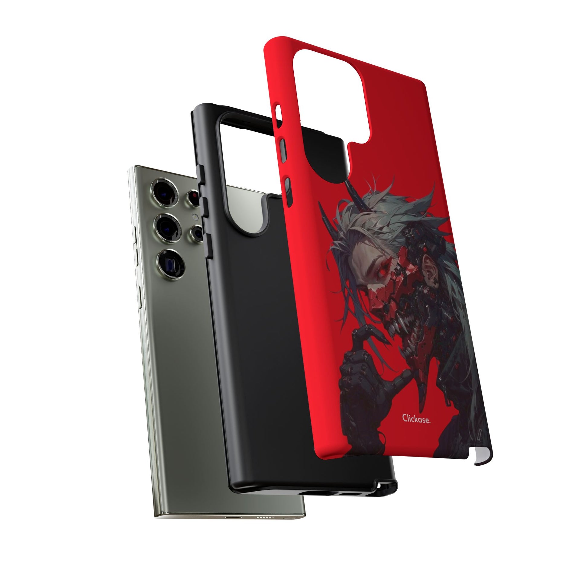 Demon Core Awakening – Futuristic Oni Cyborg Tough Phone Case by
