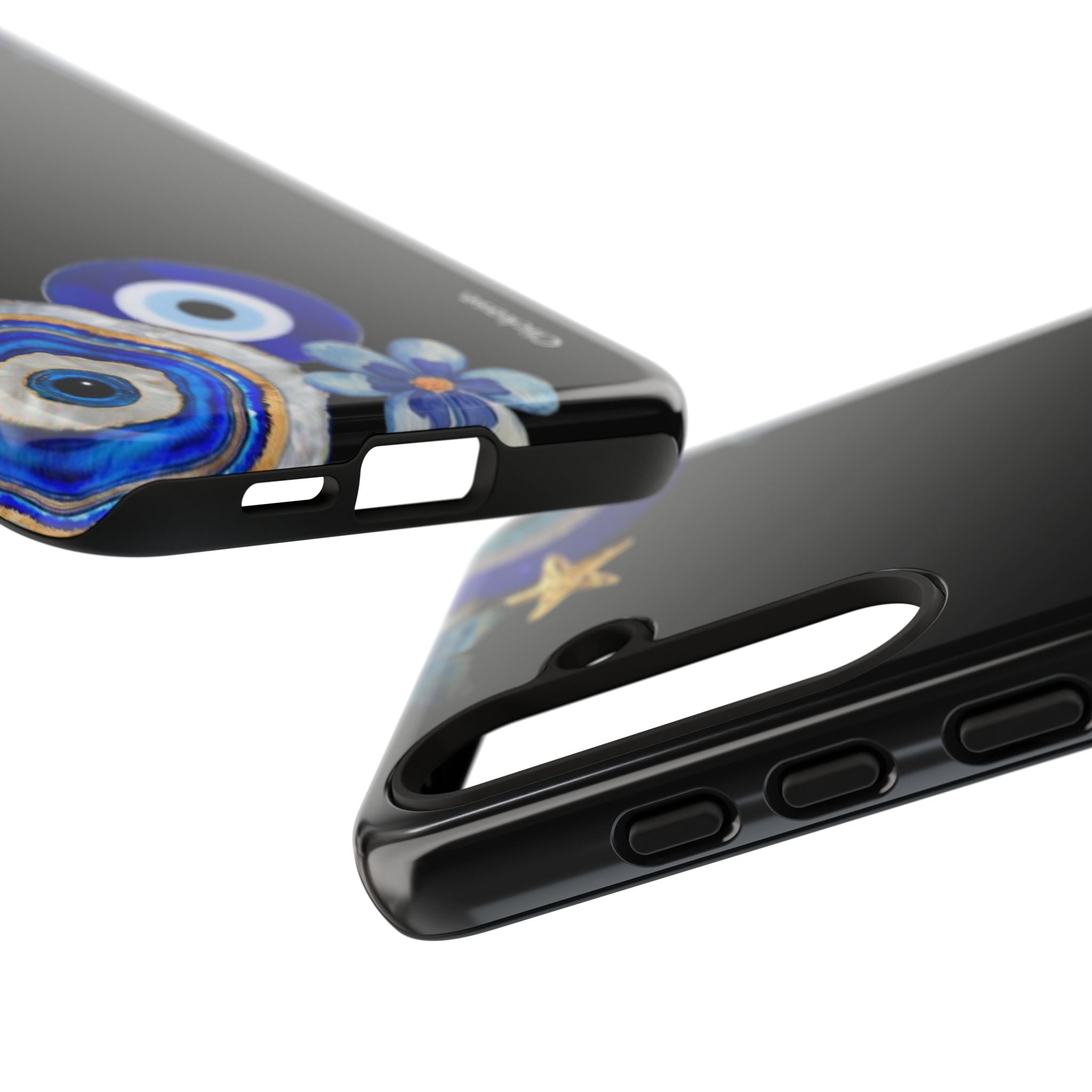 Evil Eye Protection – Blue Hamsa Charm Tough Phone Case by