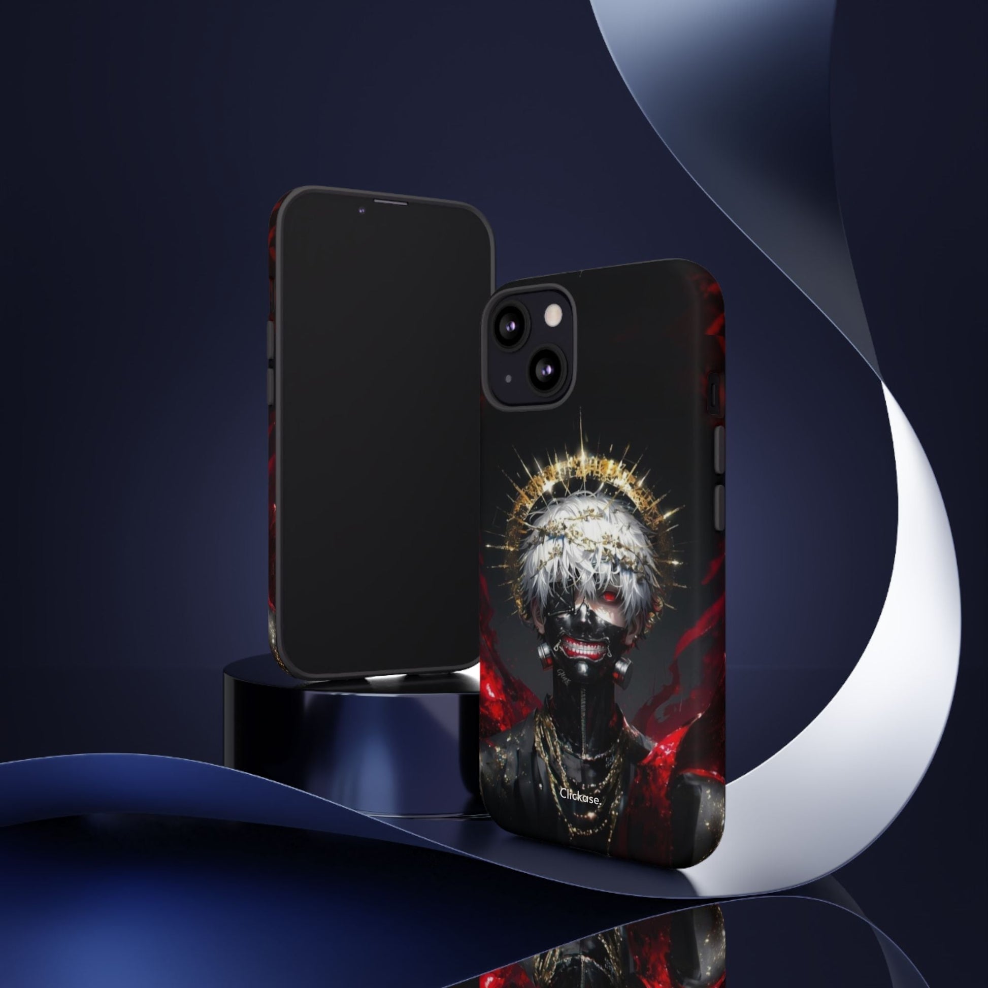 Ken Kaneki anime themed tough phone case with 3D wrap and shock-absorbing silicone liner