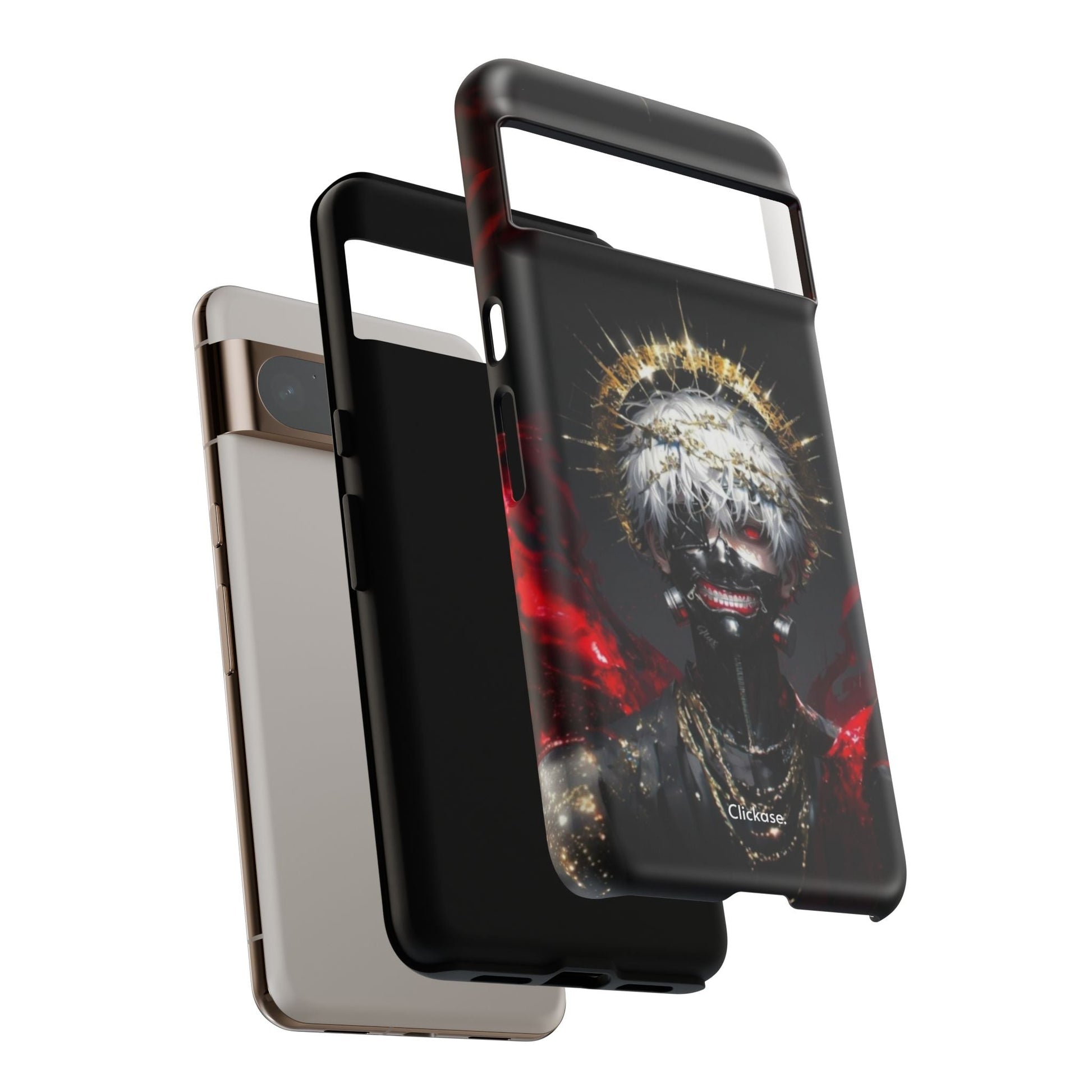 Ken Kaneki anime touch phone case with 3D vibrant design and shock-absorbing silicone liner
