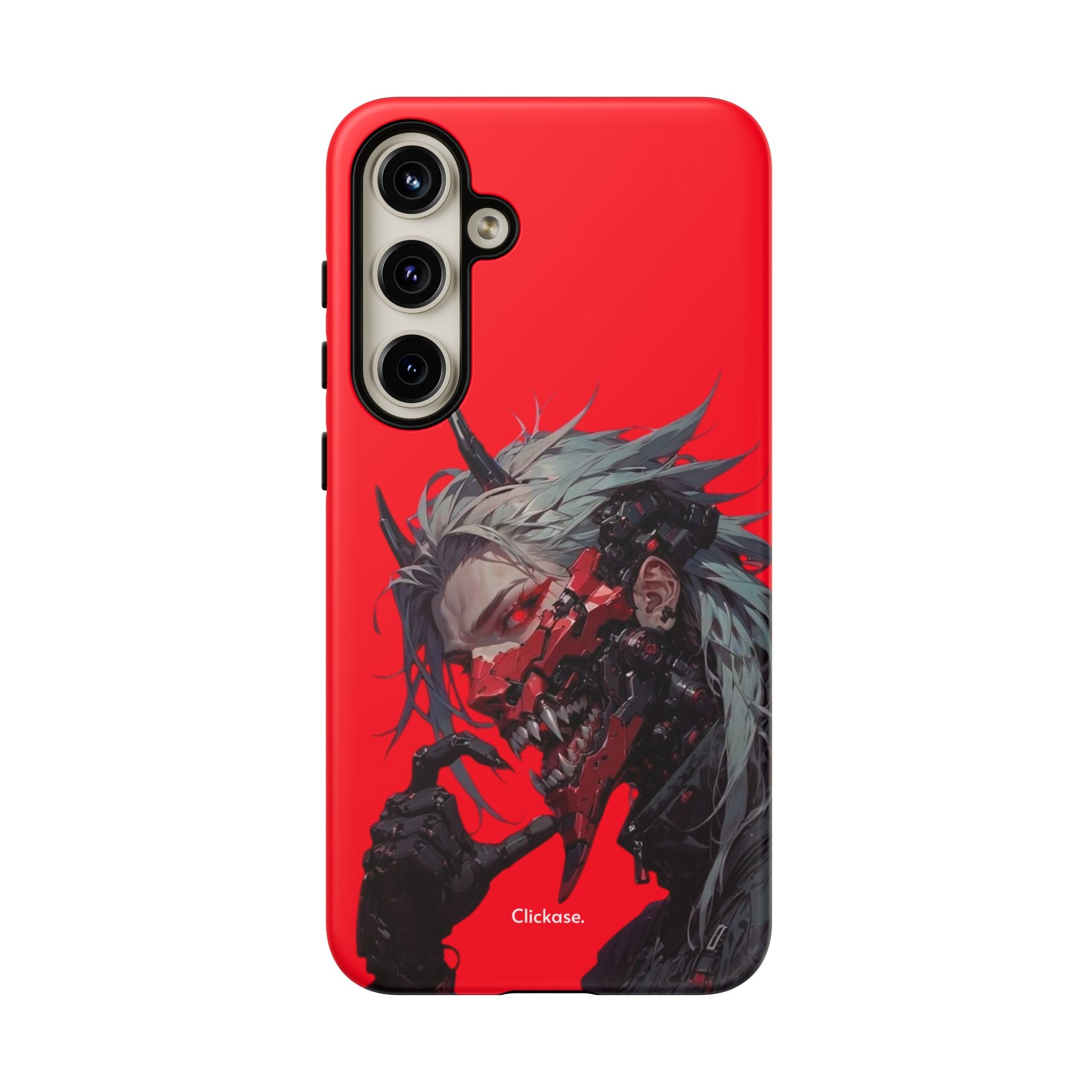 Demon Core Awakening – Futuristic Oni Cyborg Tough Phone Case by