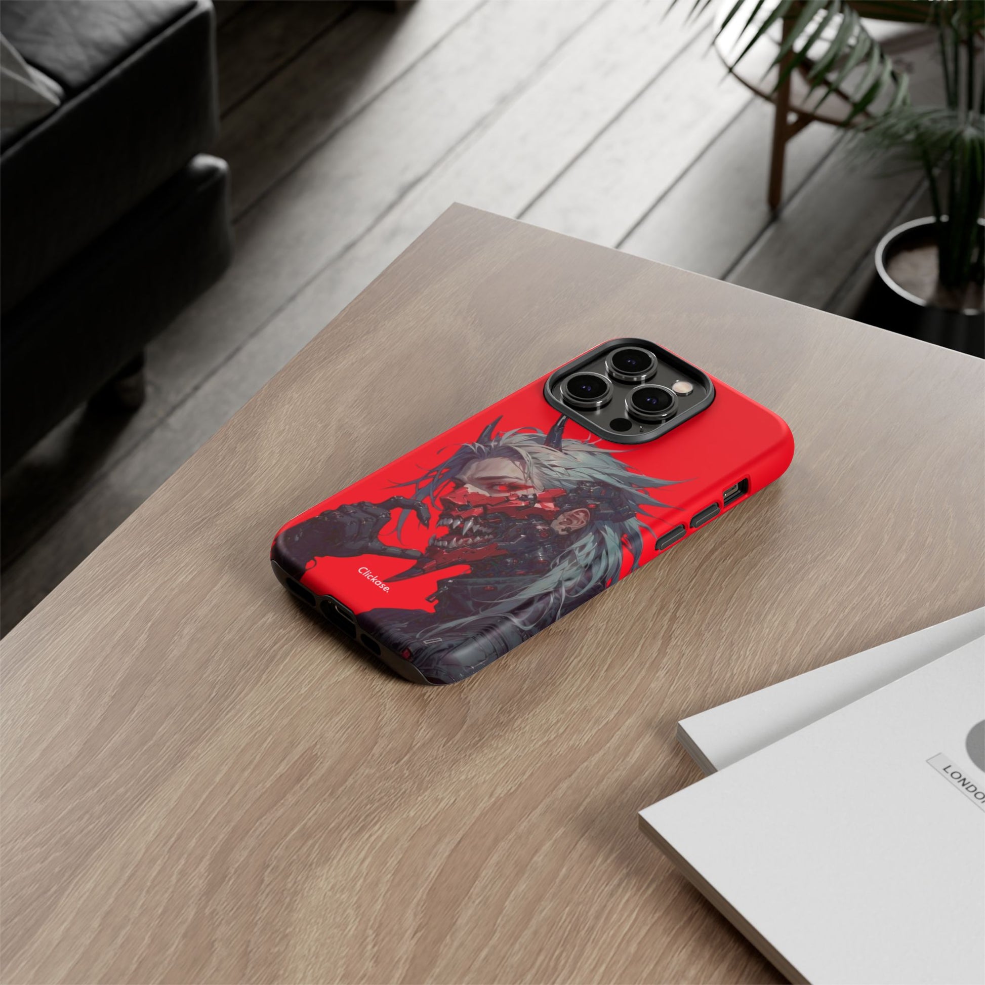 Demon Core Awakening – Futuristic Oni Cyborg Tough Phone Case by