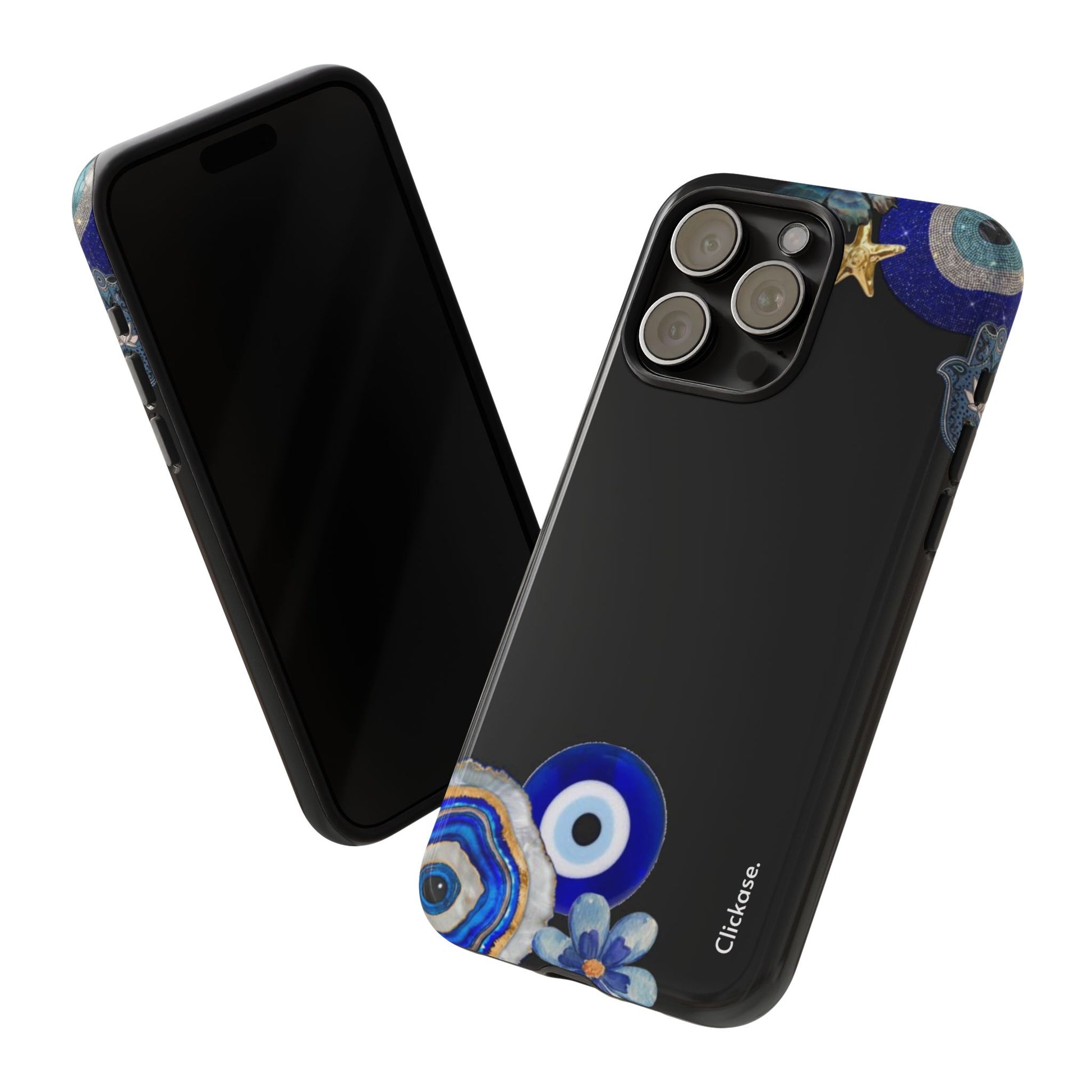Evil Eye Protection – Blue Hamsa Charm Tough Phone Case by