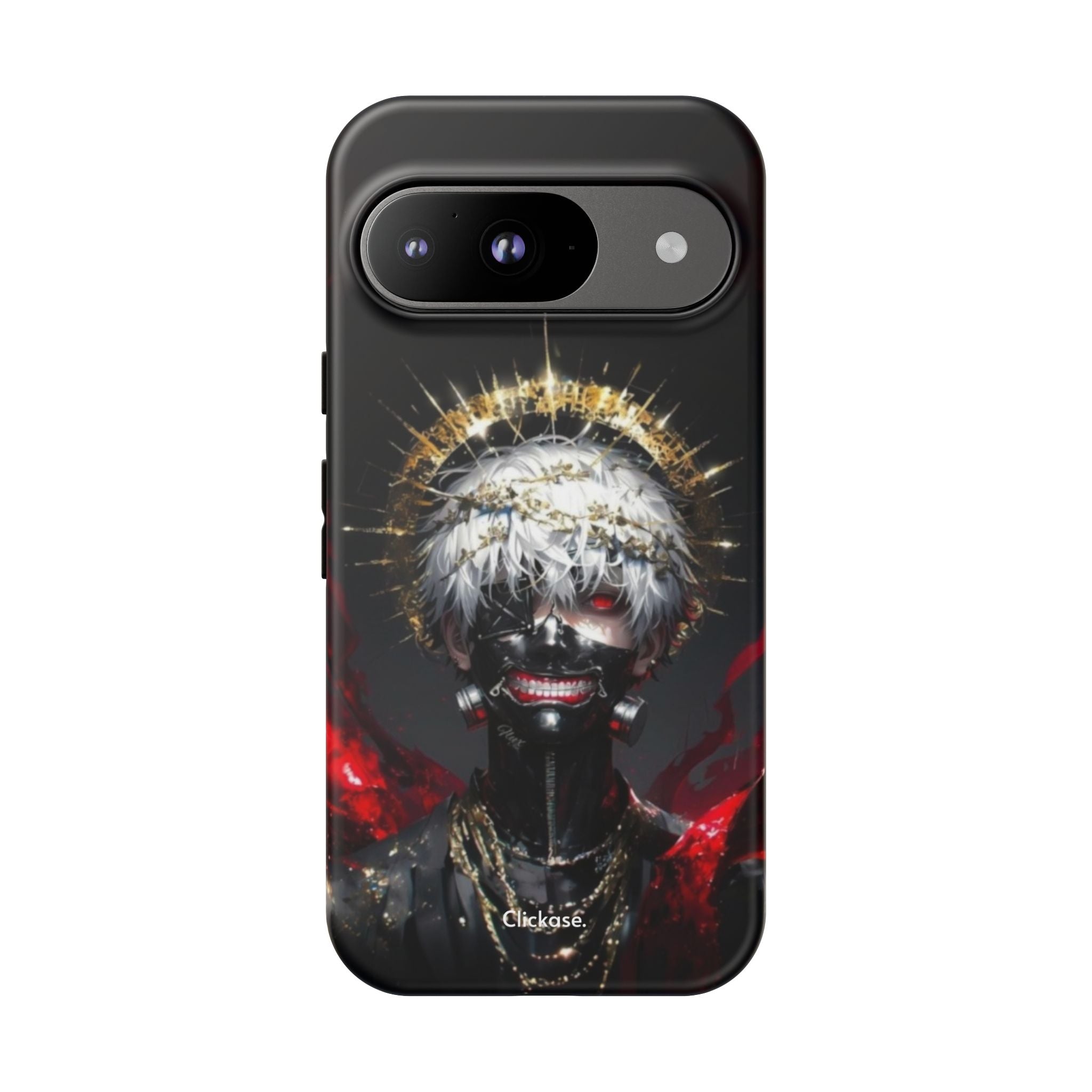 Ken Kaneki anime phone case with 3D wrap, shock-absorbing silicone, and durable protection