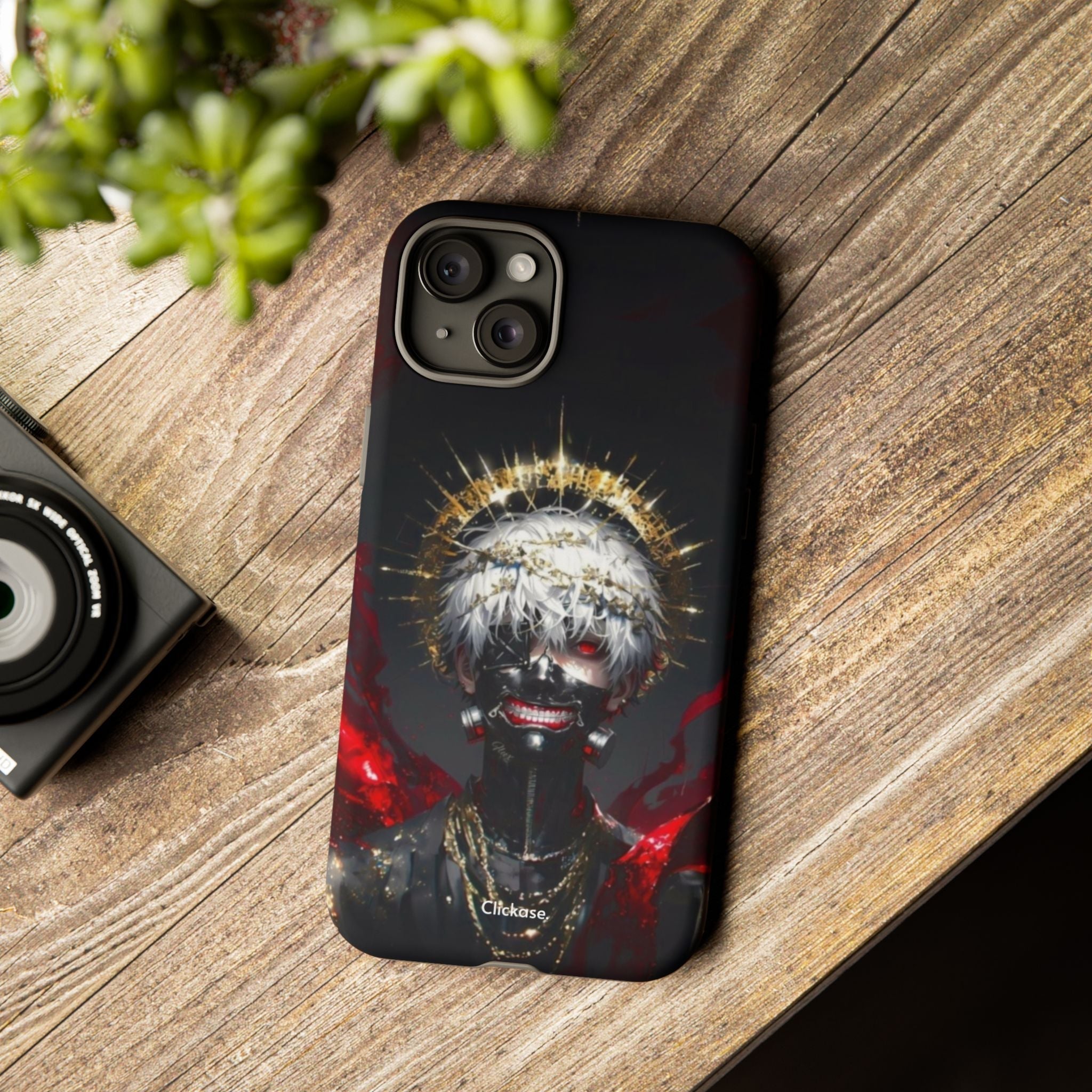Ken Kaneki anime phone case with 3D wrap, durable shock-absorbing design, and vibrant bold graphics