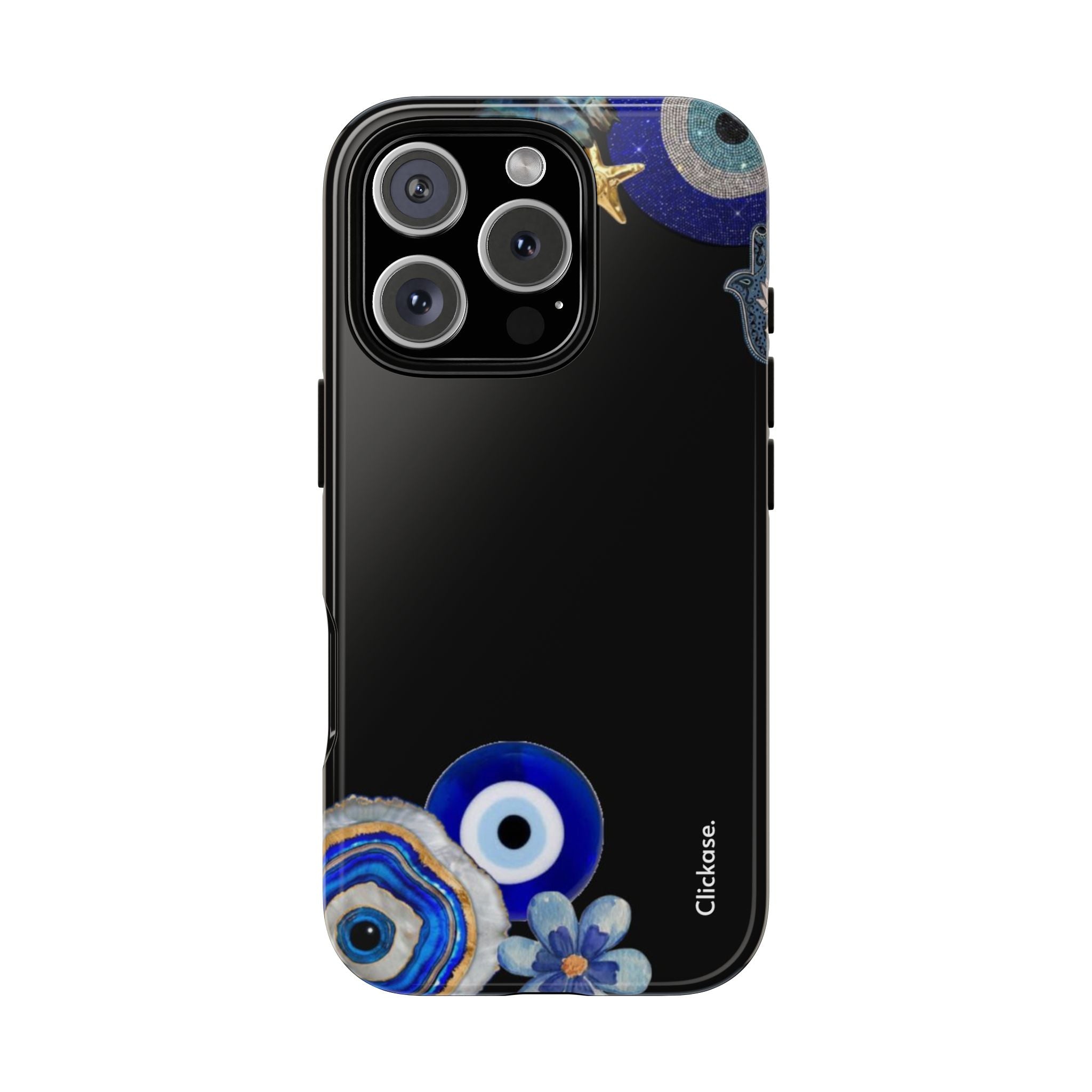 Evil Eye Protection – Blue Hamsa Charm Tough Phone Case by